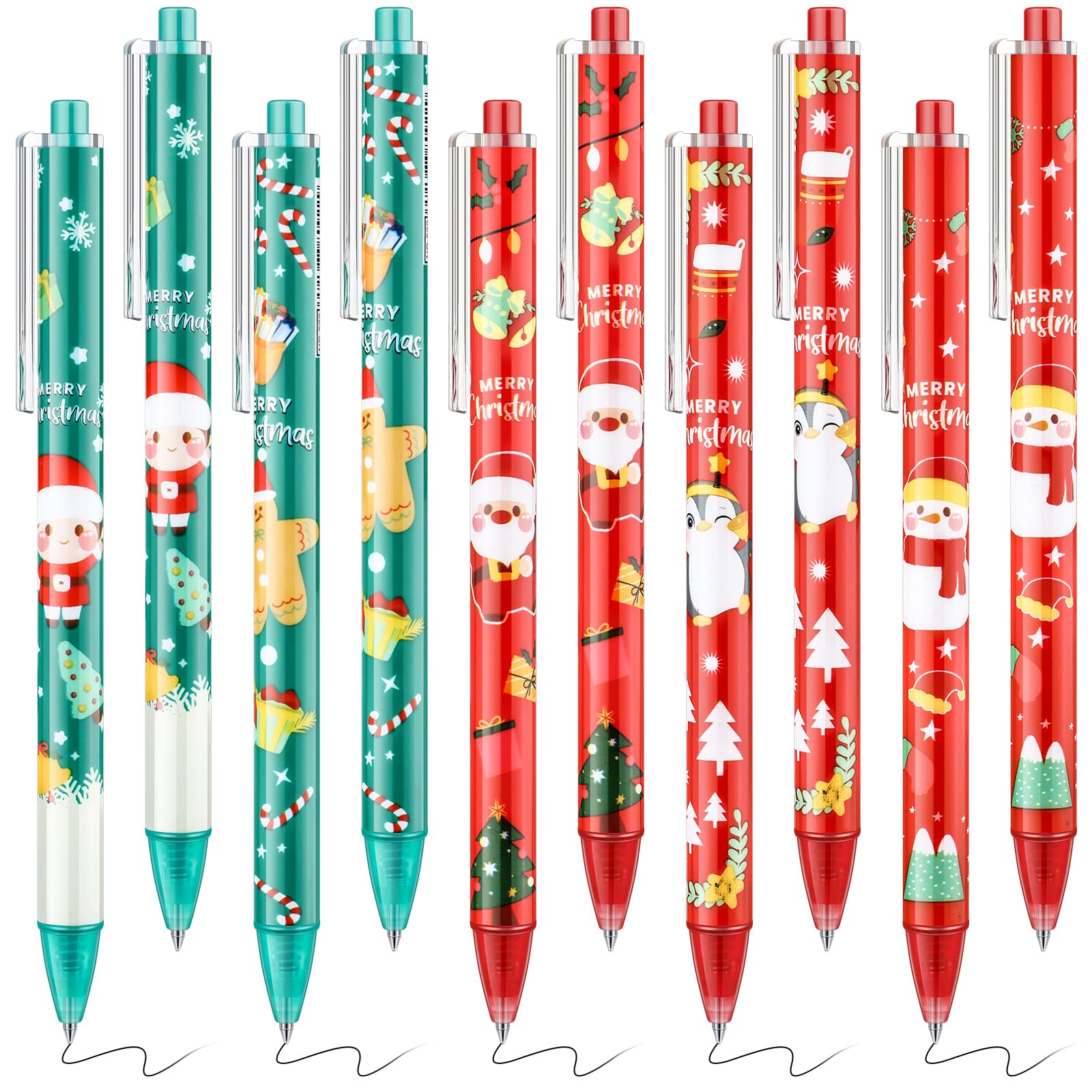 Produktbild von RoadLoo Weihnachts Kugelschreiber, 8 Stück Kugelschreiber Weihnachten 10-in-1 Mehrfarbiger Einziehbarer Shuttle Stift Weihnachts Kugelschreiber Für Studenten Kinder Weihnachten Party Geschenke