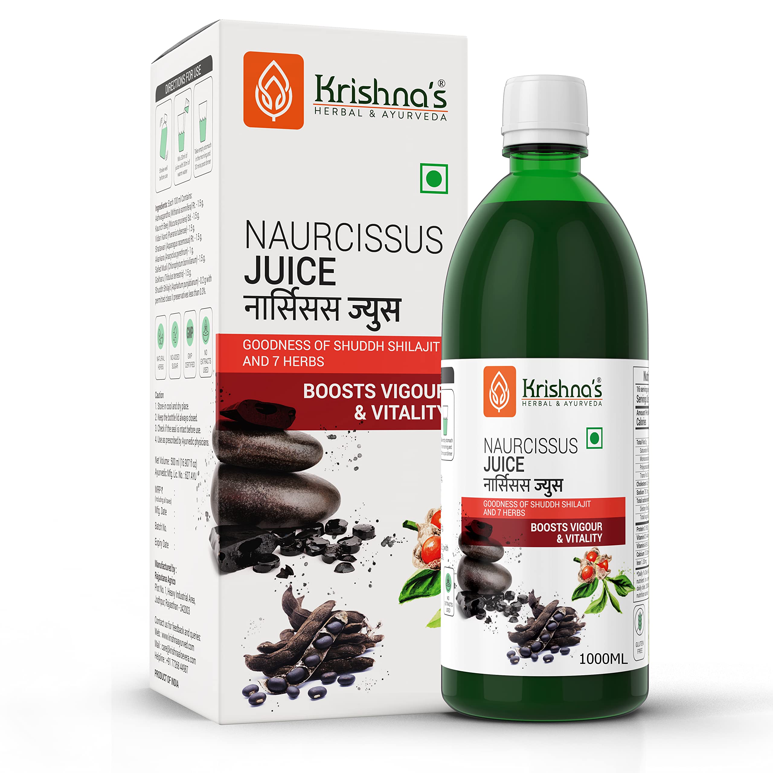 KRISHNAS HERBAL & AYURVEDA KrishnaS Naurcissus Juice-1000 Ml Ayurvedic Ingredients Ashwagandha,Kaunch Beej,Vidari Kand,Shatawari,Akarkara,Safed Musli,Gokhru Etc Helps In Boosting Stamina (B0CS913VR9) Amazon Price History, Amazon Price Tracker