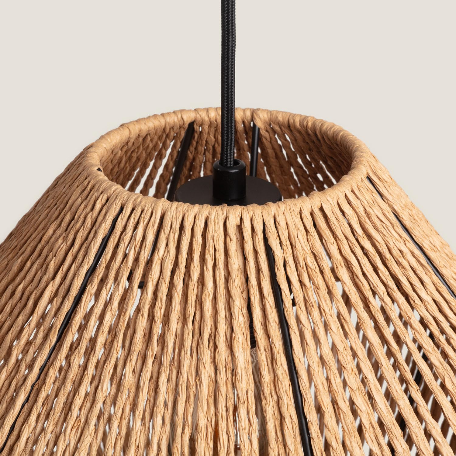 LEDKIA LIGHTING - Lámpara Colgante Kirito | Diseño Elegante y Único | Papel Trenzado Resistente | Compatible con Bombilla E27 | Uso Interior | Cable Ajustable; Natural