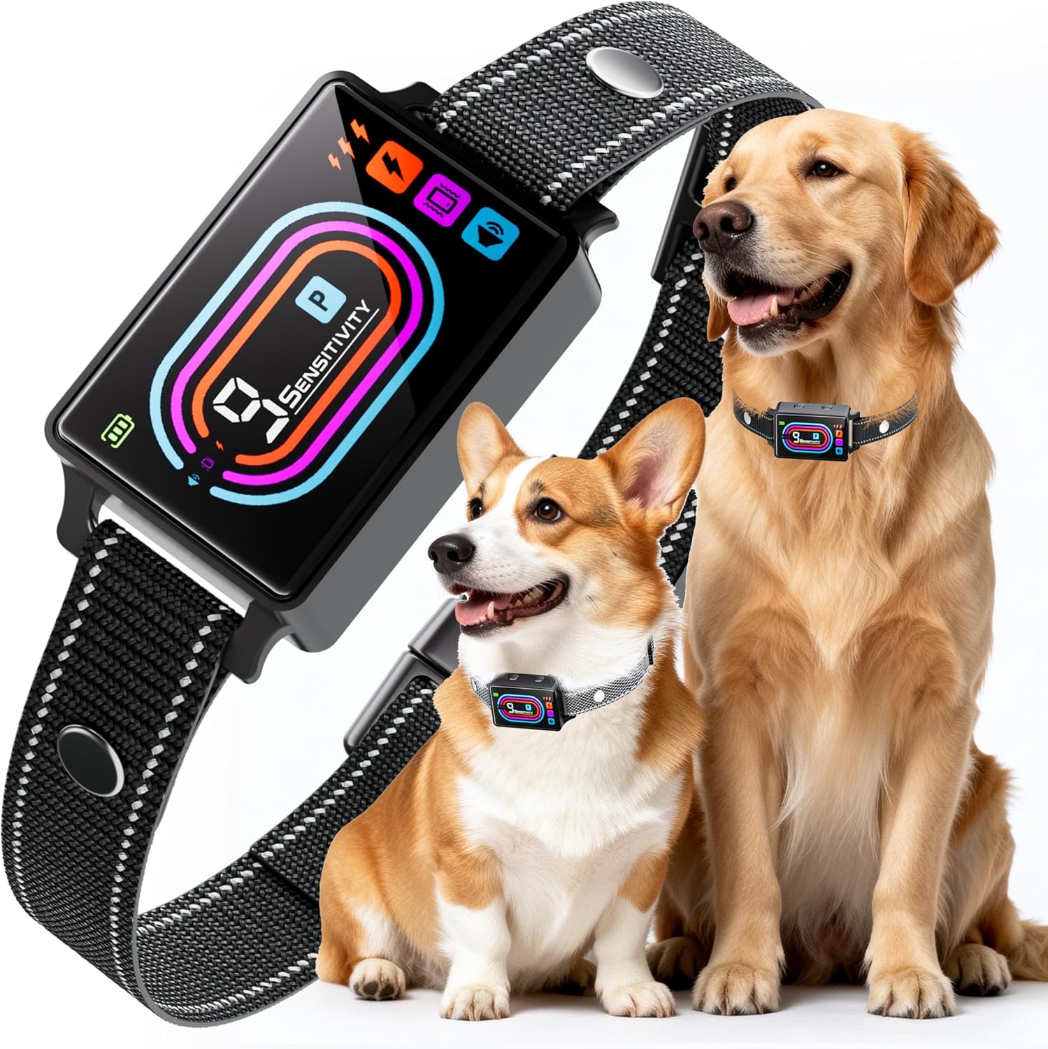 Dog Bark Collar, Smart Bark Collars for Dogs 5–130 lbs, Upgraded Anti Bark Training Collar with Beep, Vibration & Shock, 9 Sensitivity Levels, 5 Training Modes, Rechargeable & IPX7 Waterproof 1 Pack