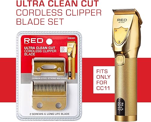 Miniatura 3 de Red by Kiss Cuchillas profesionales para cortadora inalámbrica, cuchillas de repuesto de dientes escalonados de precisión con 2 agujeros con acero