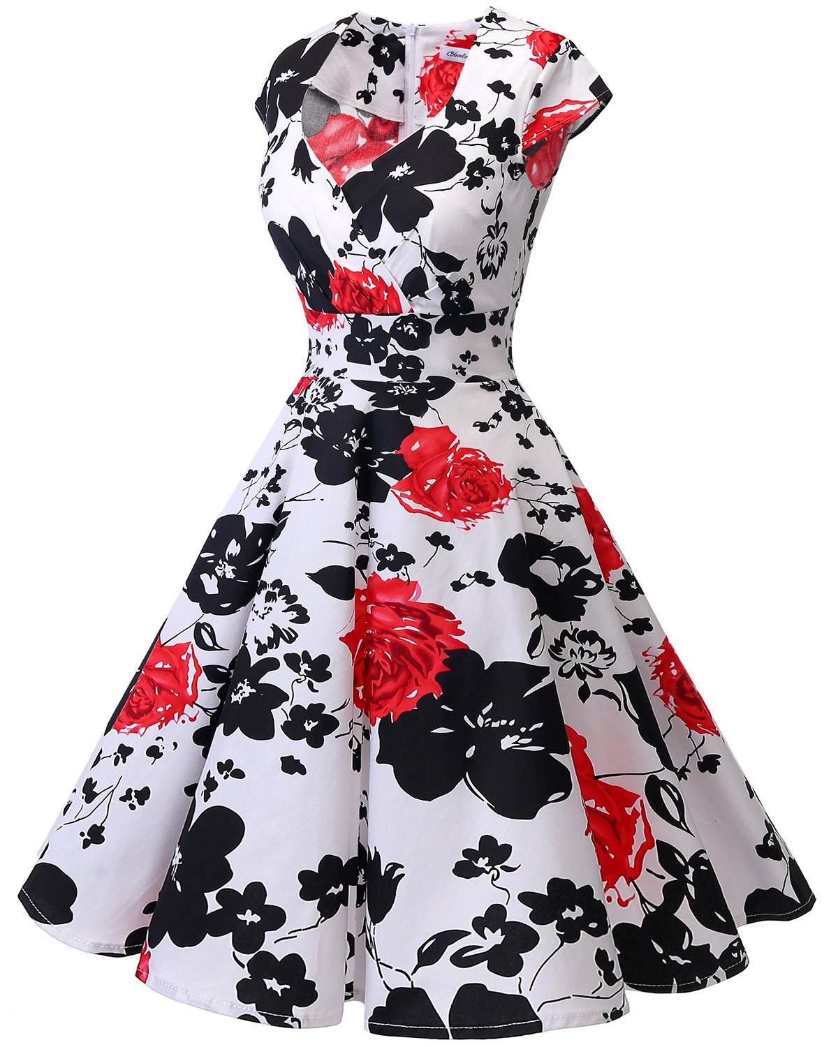 Bbonlinedress Women's Vintage 1950s cap Sleeve Rockabilly Cocktail Dress Multi-Colored