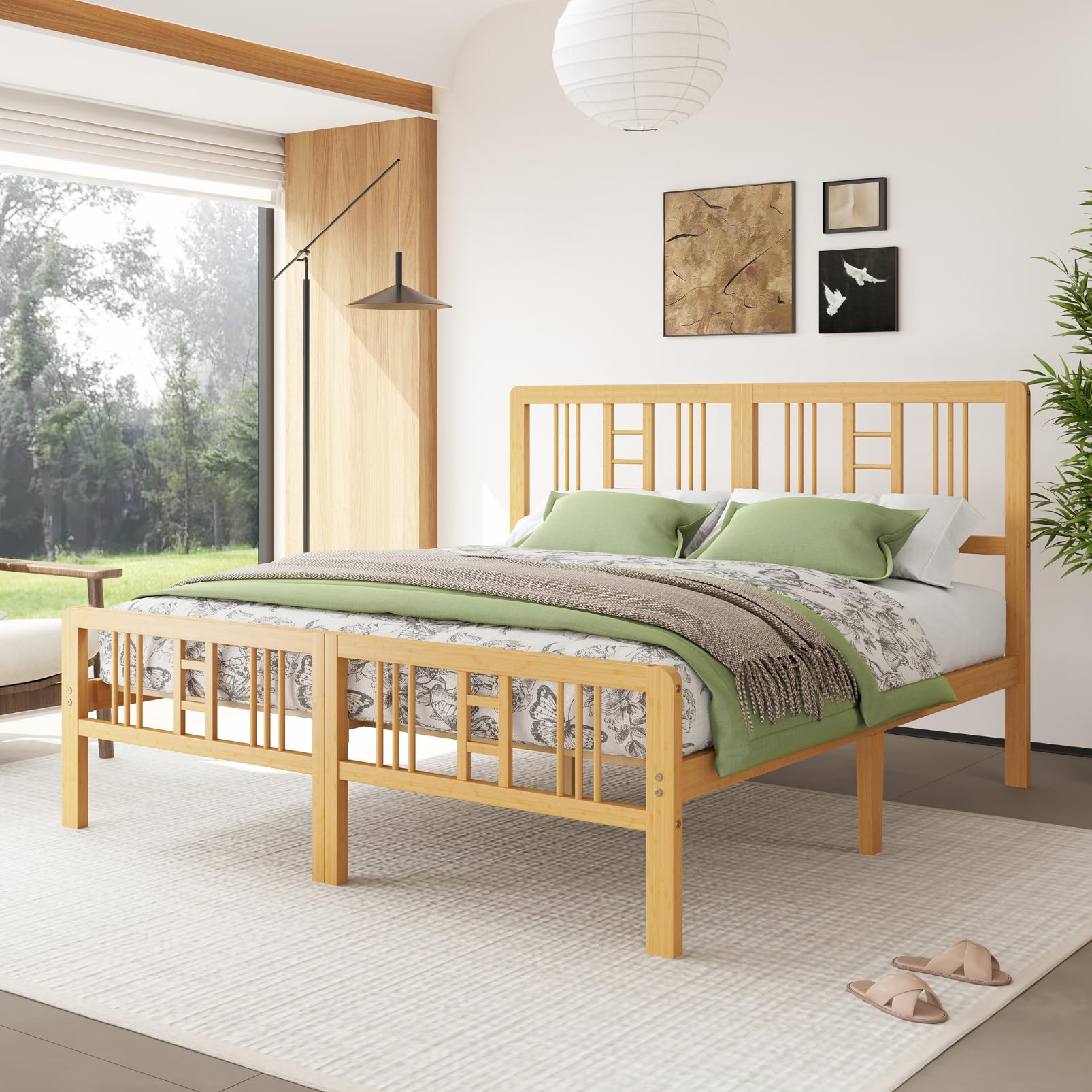 Amazon.com: Sementa 14 Inch Bamboo Wood King Size Platform Bed Frame with  Headboard and Footboard, Metal Slat Support King Bed Frame No Box Spring  Needed, Heavy Duty, Easy Assembly, Noise Free, Reinforced :