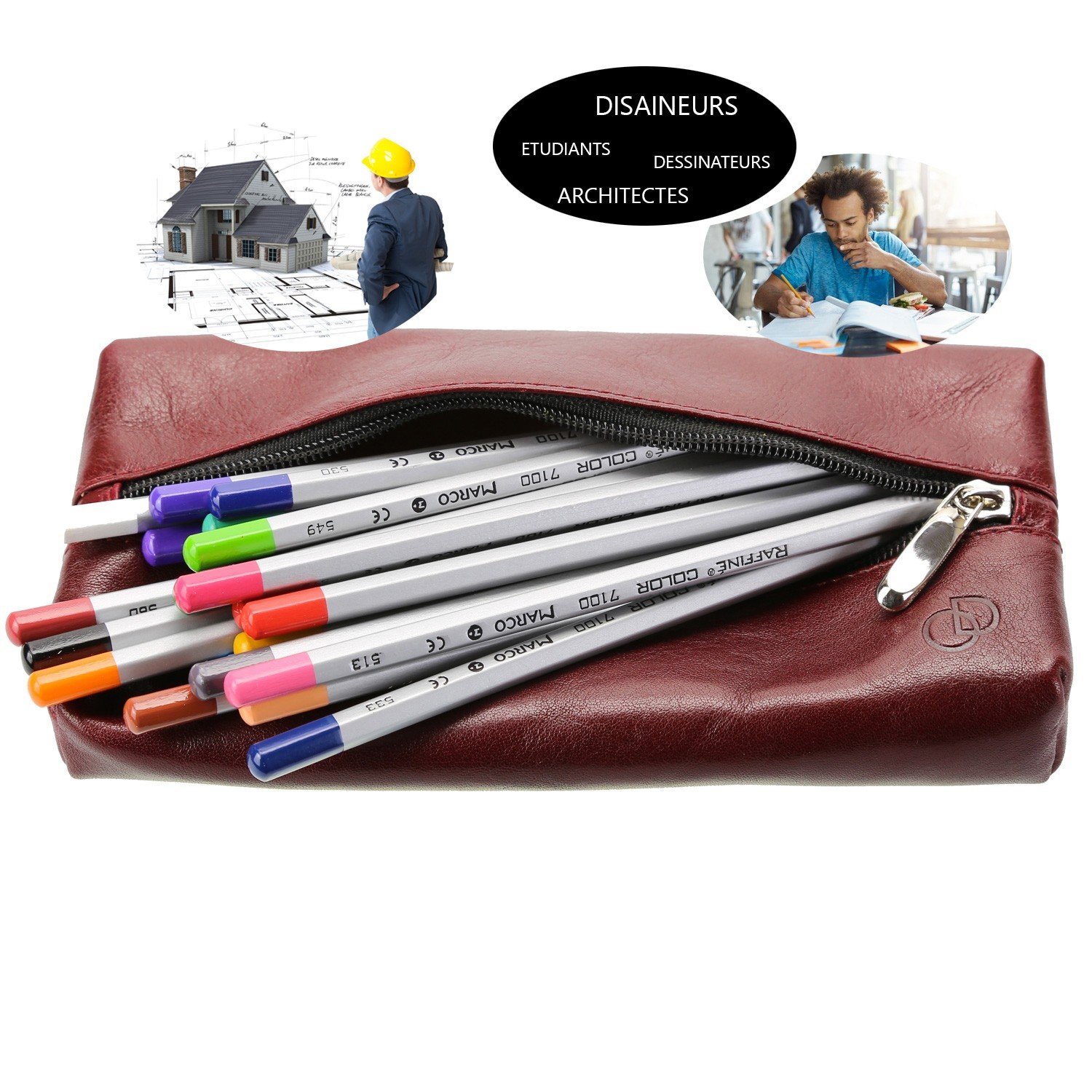 Olimar D'or Grande Trousse en Cuir, Organisateur,