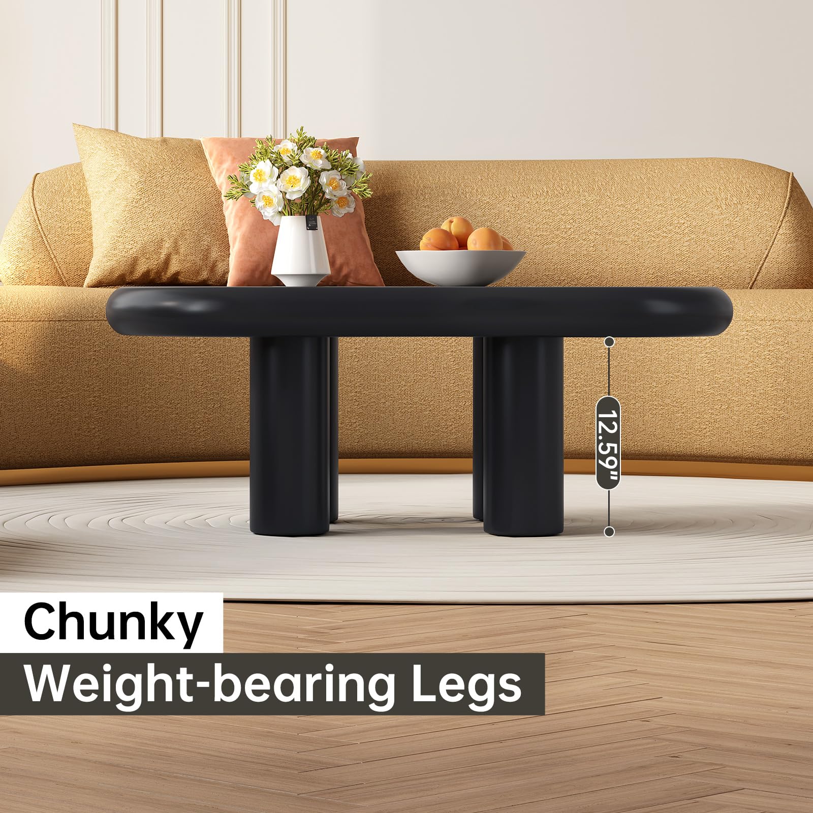 Moderna mesa de centro Cloud-Sd Nordic Sle Irregular con Eds redondeados Escultural Mesa de centro baja para sala de estar para decoración del hogar (negro)