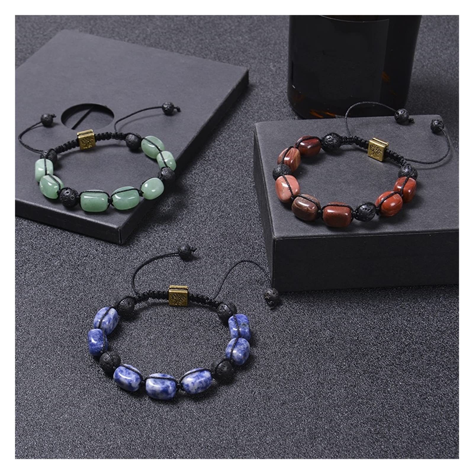 LLXYWJ Unregelmäßige 7 Chakra-Perlen-Armbänder, Kristall-Armband, Lavagestein, ätherisches Öl, Diffusor-Armband, verstellbar, spezifisch