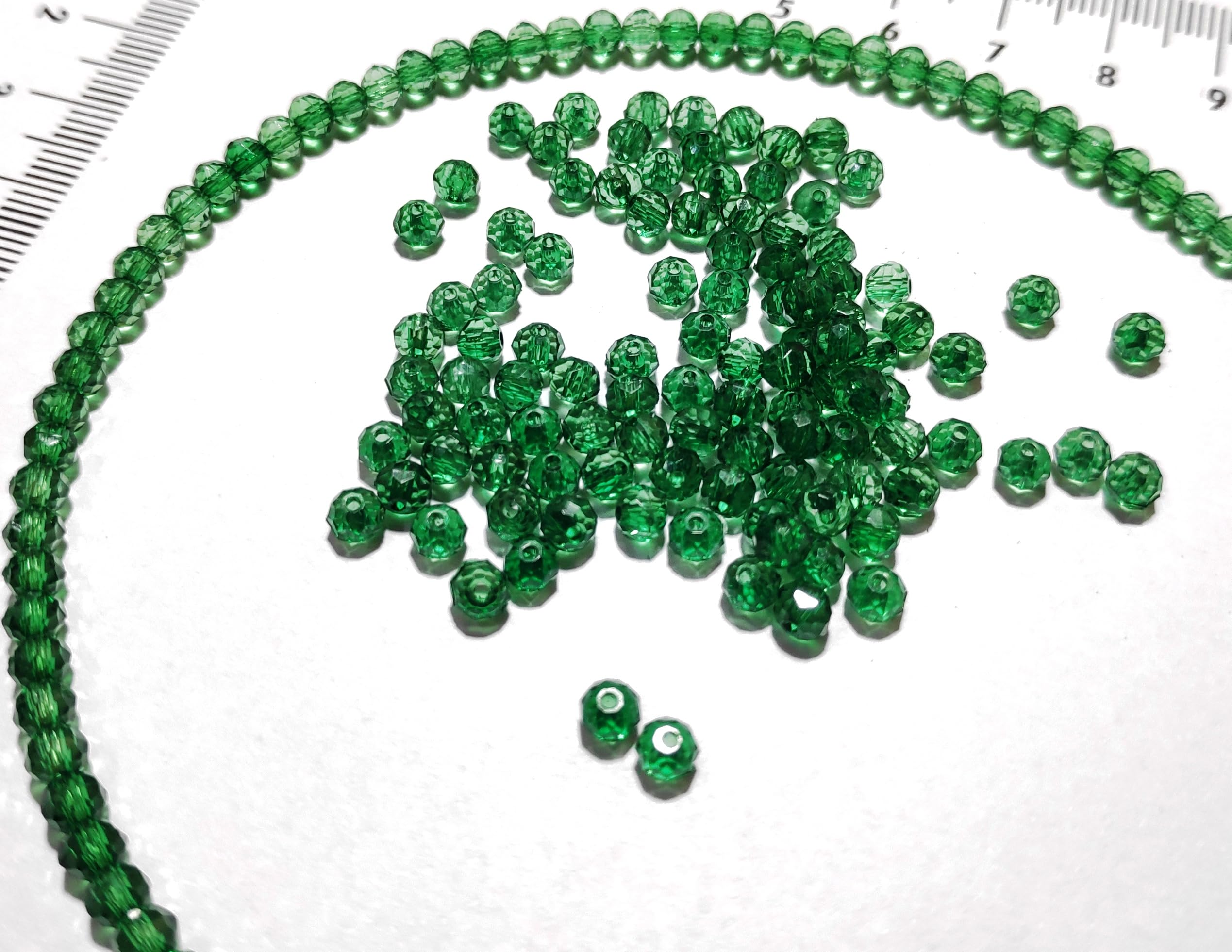 GoSetGet! 4mm Rondelle/Tire (1000 Pcs) Dark Green Crystal Macrame Plastic Beads for Arts, Crafts & Decoratives-High Sparkle Cutting Crystal Beads for Macrame, Jhula, Torana, Jhumar (DarkGreen)-image-23