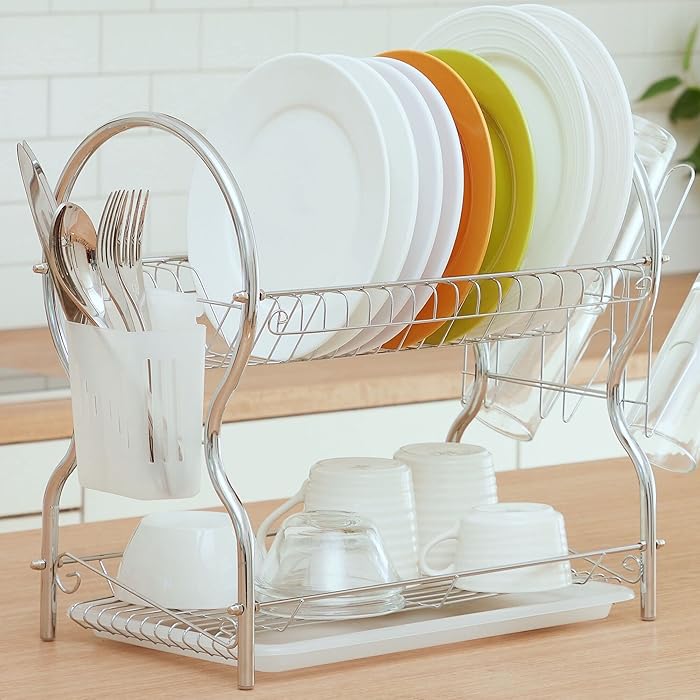 Buy Dish Drying Racks for Kitchen Counter Compact 2 Tier Dish Rack of