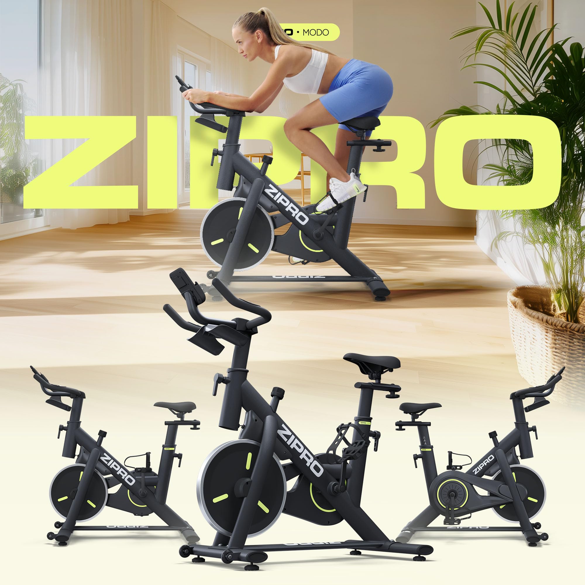 ZIPRO Cyclette da Casa Professionale Bike Camera Bici Meccanica con App Volano LCD Schermo Monitoraggio Capacità di Peso 120kg Silenzio Salvaspazio Resistenza Regolabile – MODO