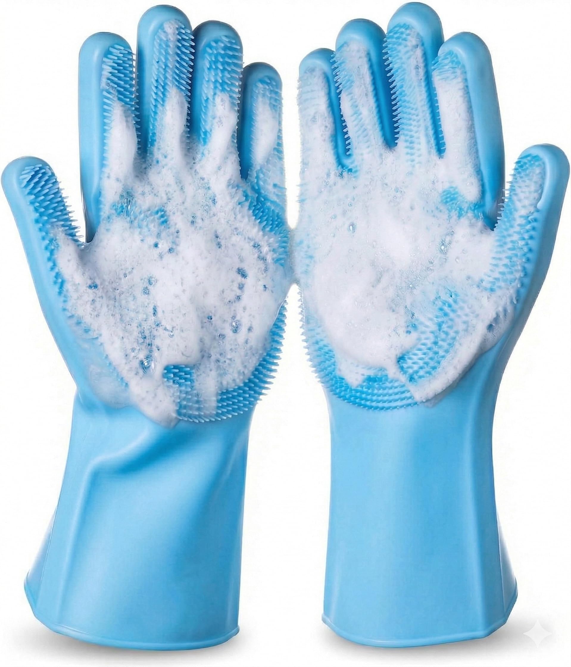 NVNAN Guantes de aseo para mascotas, guantes de aseo para perros con dientes de alta densidad, guantes de silicona resistentes al calor con diseño mejorado de cinco dedos para bañar y masajear perros