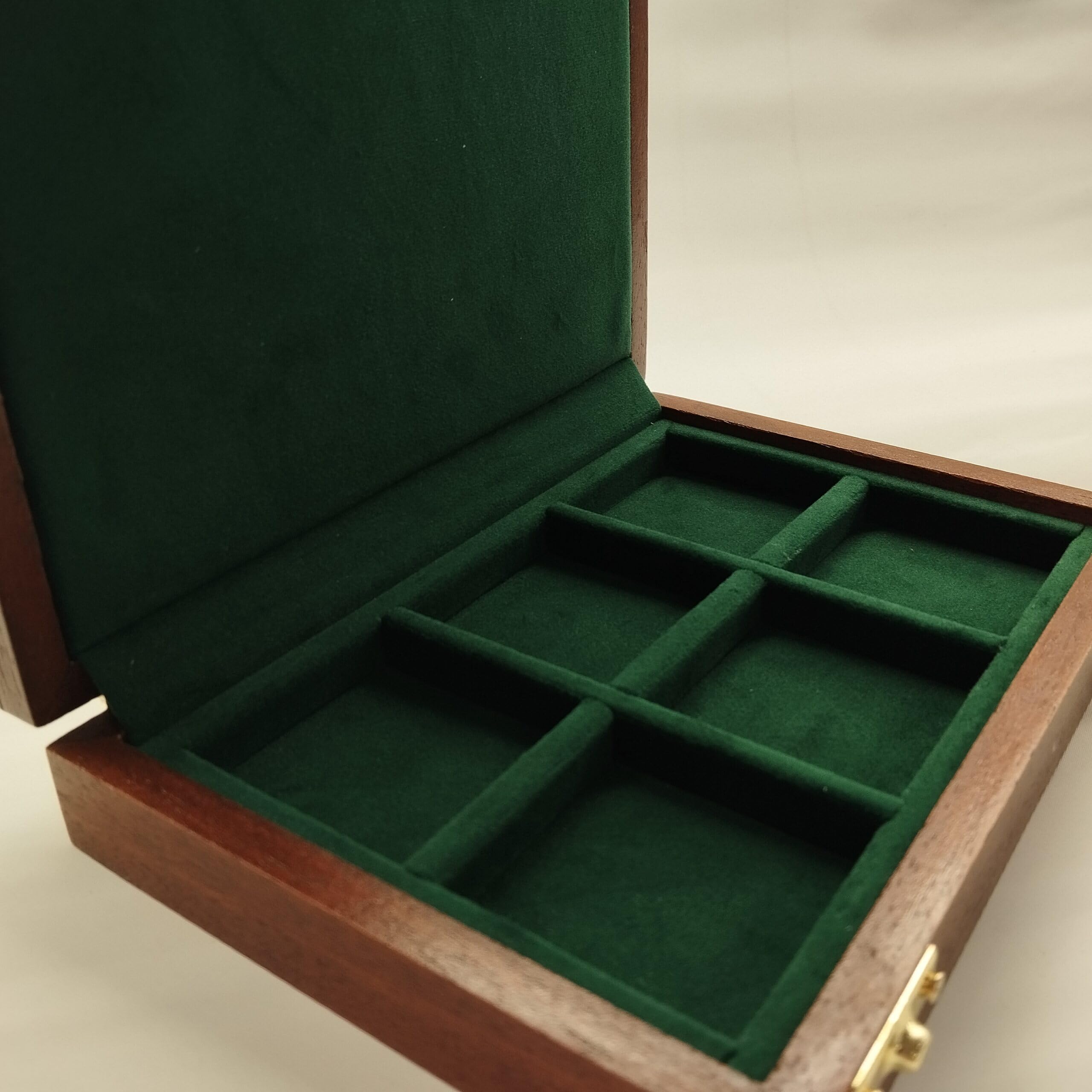Cofanetto per monete da collezione 6 caselle 50x50 mm in legno e velluto, numismatica artigianale Made in Italy - Coins&More