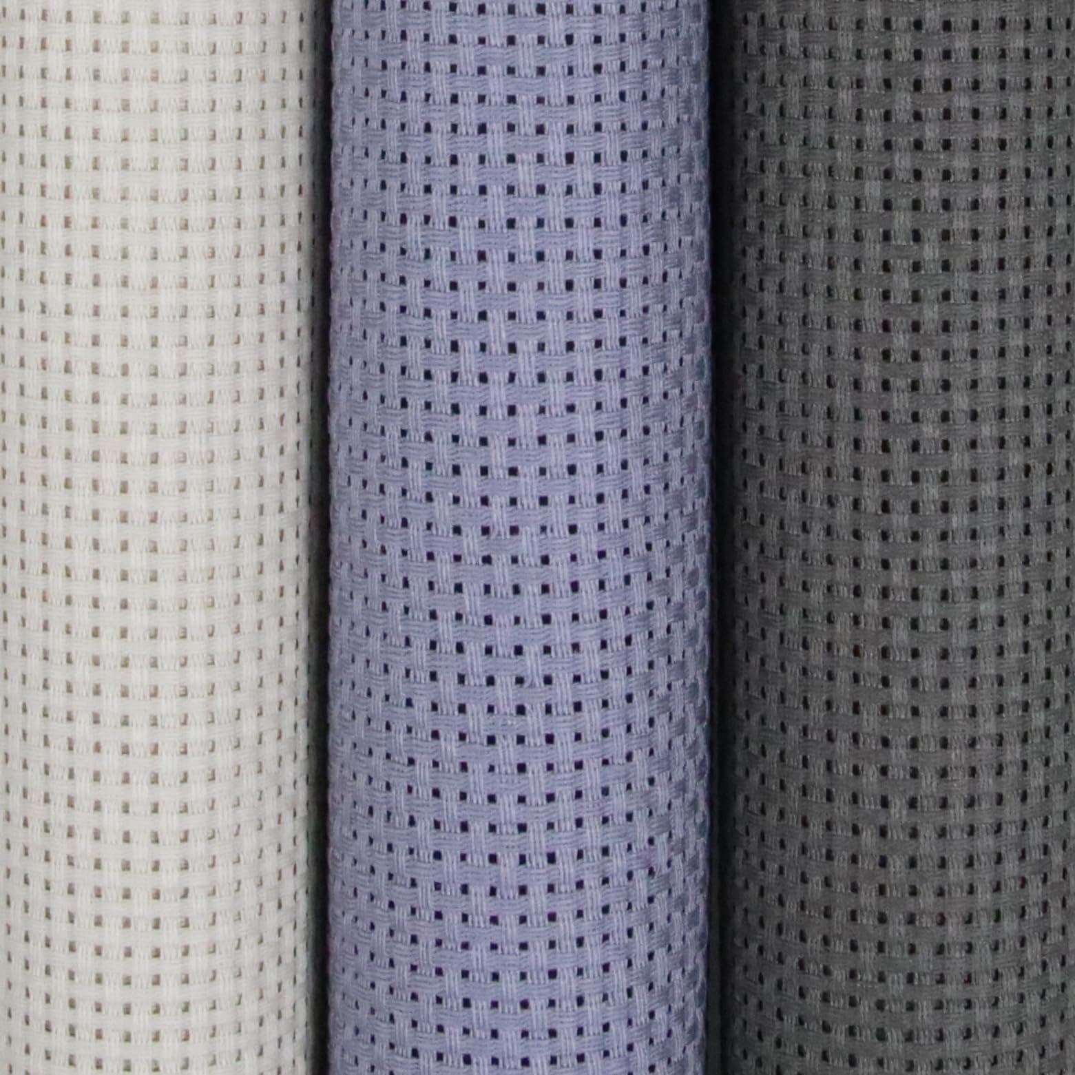 KCS 3 pc of 15" x 18"(38cmx45cm) 11 Count Cross Stitch Cotton Aida Cloth Needlework Rolled Fabric Box,11CT,Pearl Grey +Light Steel Grey+Dark Grey