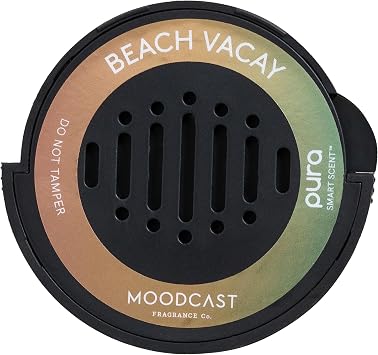 Pura & Moodcast - Fragrance for Pura Car Diffuser - Clean & Safe Luxury Scent Refill - Long-Lasting Fragrance for 30 Days of Aroma - Spring & Summer Car Accessory - Beach Vacay