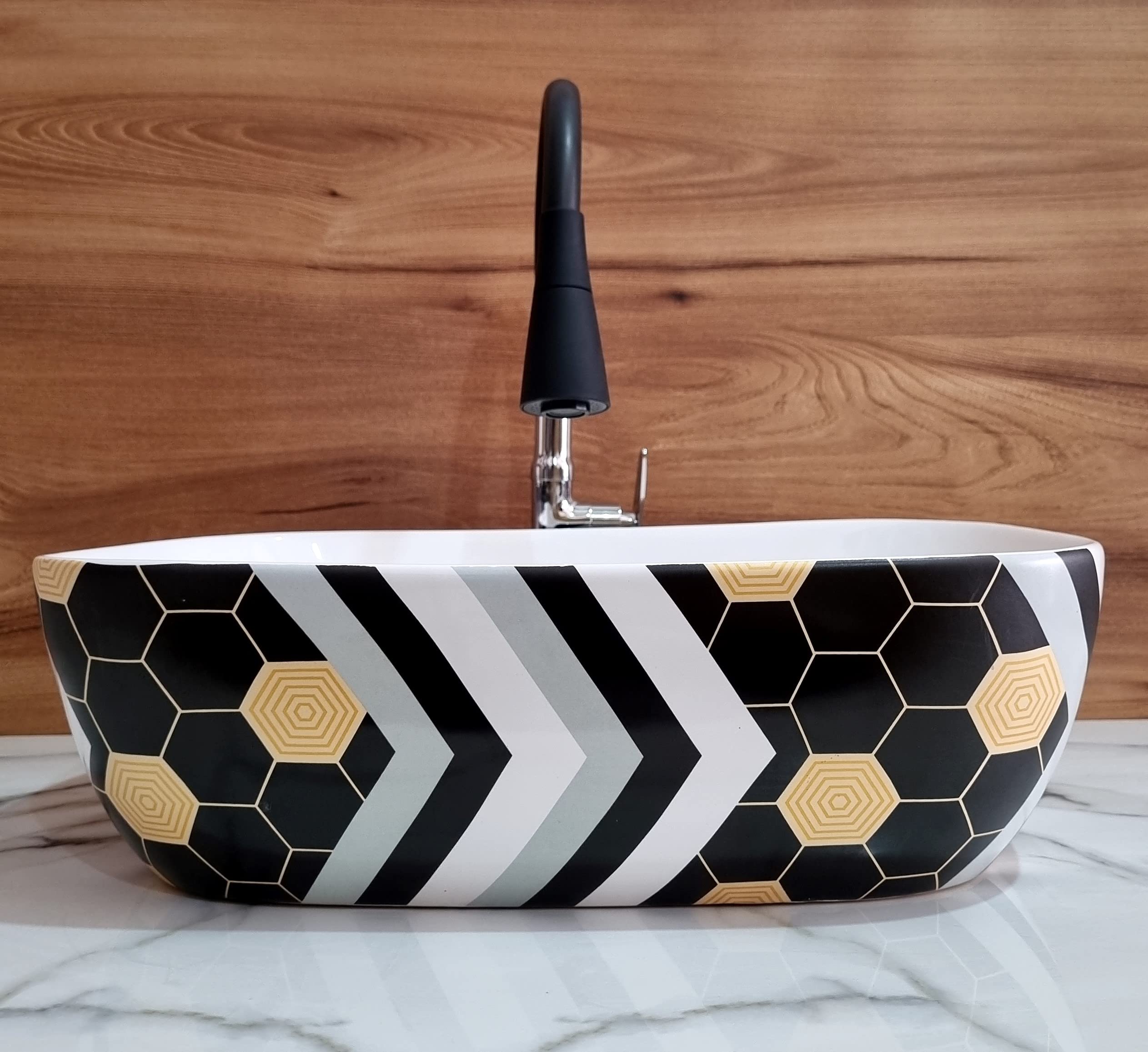 HISRE Table Top Wash Basin For Bathroom | Over Counter Top Wash Basin For Living Room | Washbasin Countertop | Tabletop Ceramic Bathroom Kitchen Sink (45 x 33 x 13 CM) (White - SKT4001) (B0BX6ZKQPD) Amazon Price History, Amazon Price Tracker