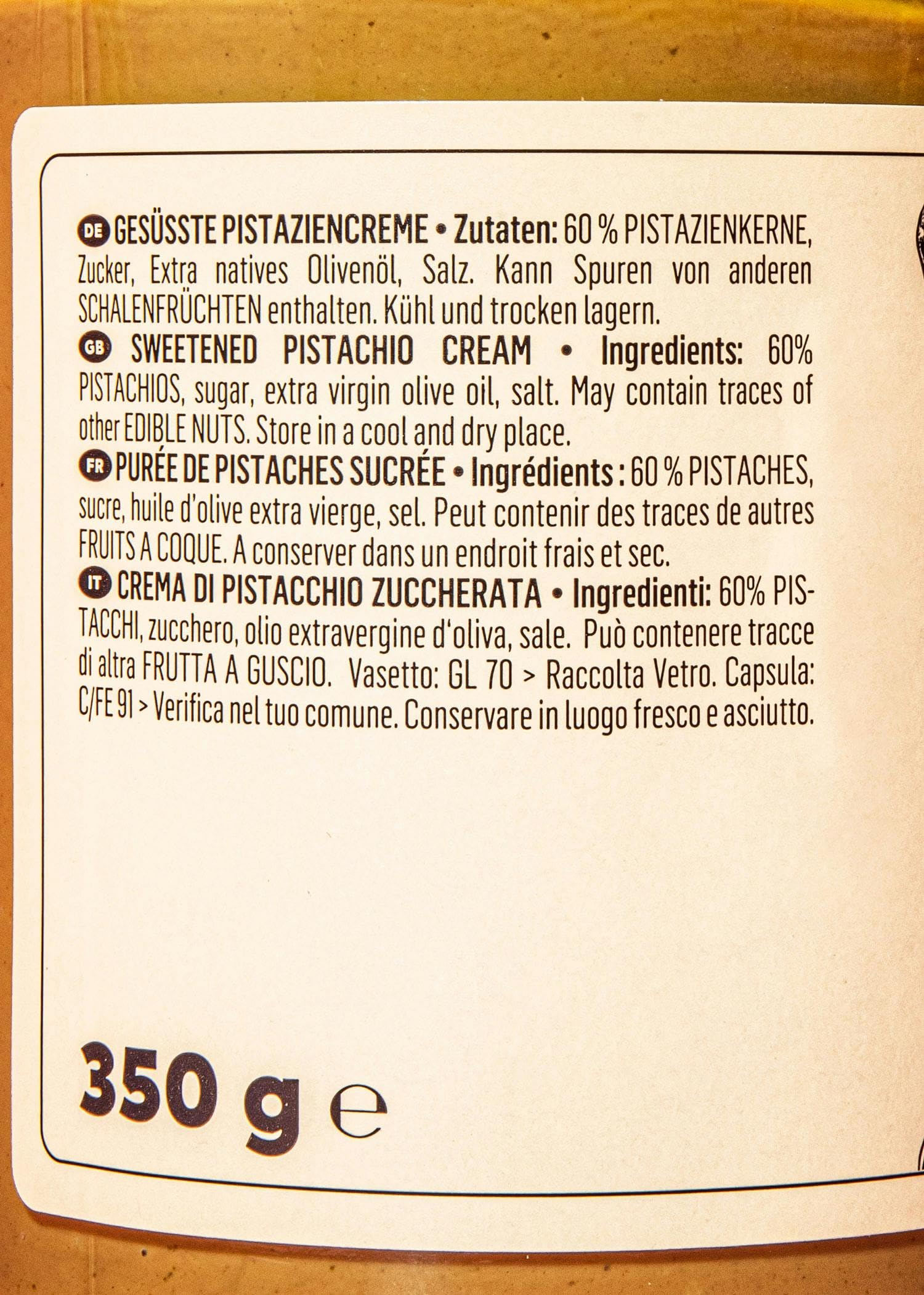 KoRo - Vegane Pistaziencreme 350 g - 60 % Pistazien - Ohne Palmöl - Angenehme Süße - Als Brotaufstrich oder zum Backen