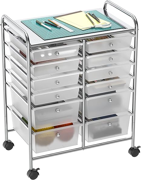 Simple Houseware Utility Cart with 12 Drawers Rolling Storage Art Craft Organizer on Wheels