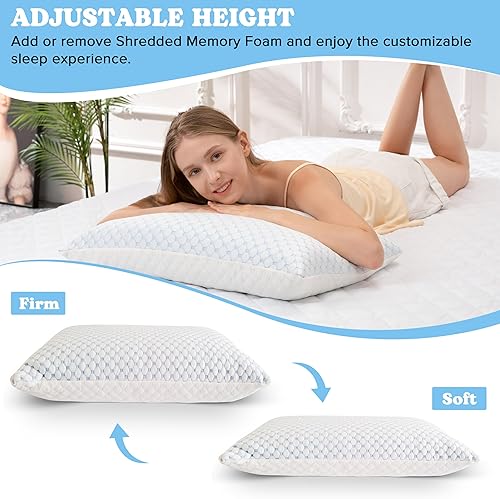 Miniatura 5 de Rayón derivado de almohada de bambú para dormir, almohadas ajustables de espuma viscoelástica, almohada firme para dormir de espalda, de lado y de