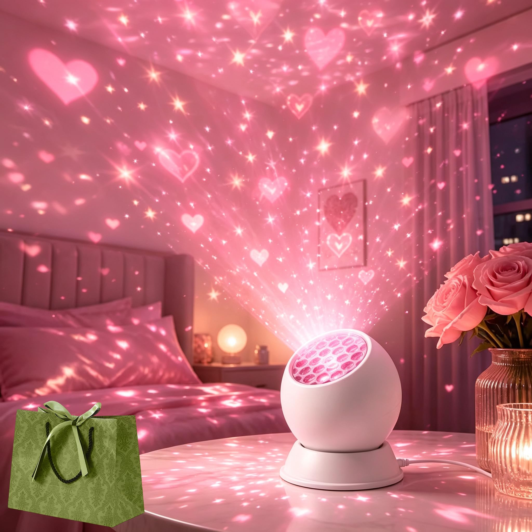 Ocean Night Projector, 360° Rotating LED Ocean Wave Projector Lamp (A,USB)
