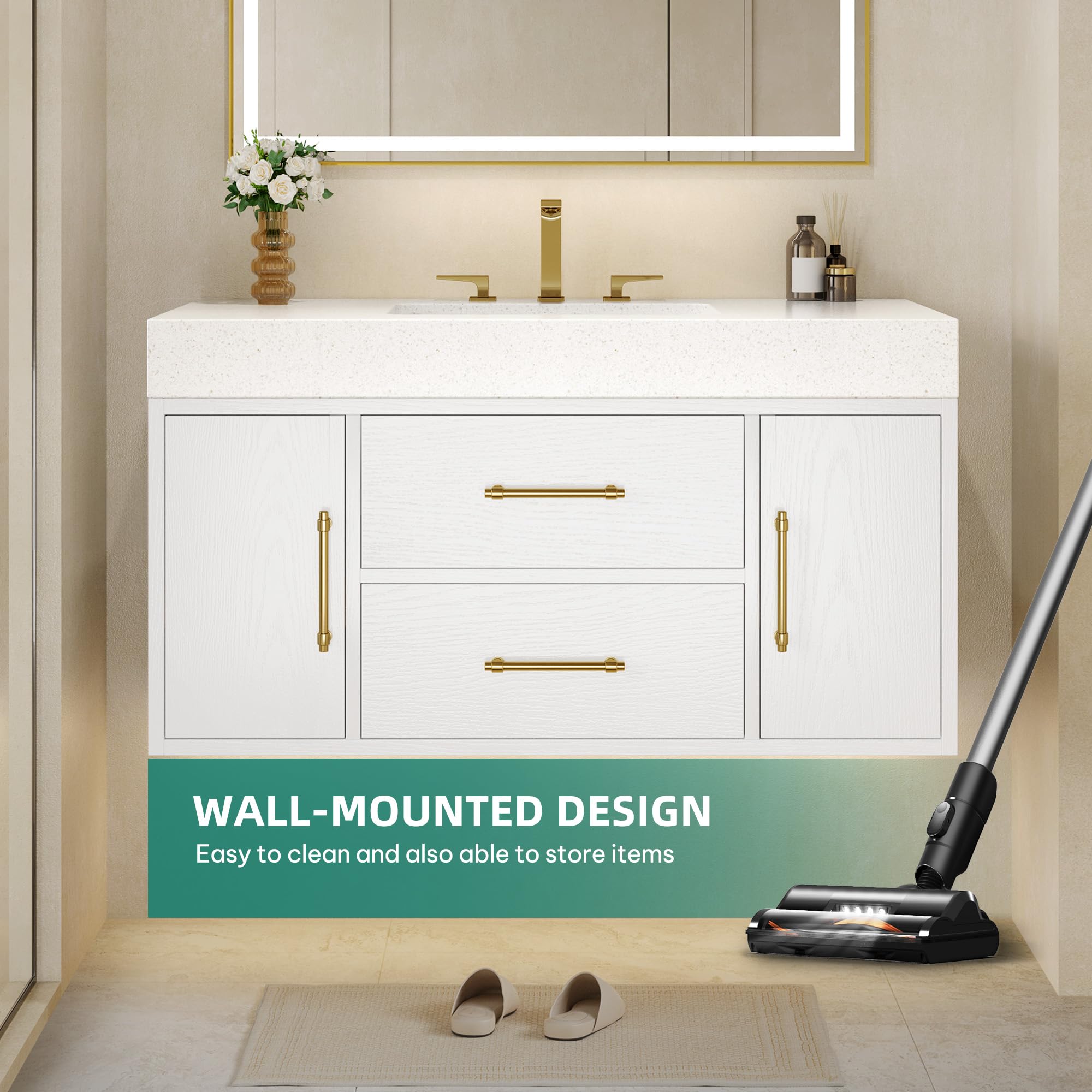 YITAHOME 40 Inch Floating Vanity with 2 Doors & 2 Drawers