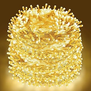 Abkshine 100M 800 LED Outdoor Christmas lights, Mains Powered Warm White Fairy Lights w/ Remote, Waterproof String Light for Indoor Outside Christmas Tree Garden Gazebo Patio Fence Pathway Decorations