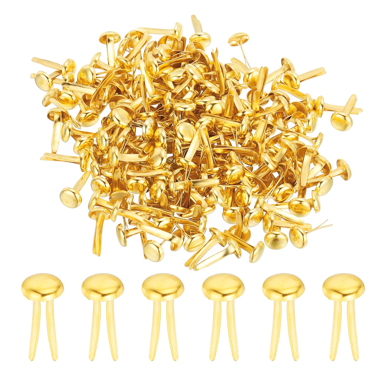 PATIKIL 100pz Fermagli In Ottone Per Carta, Coppiglie Mini Testa Tonda 6x12mm, Colore Oro – Per Scrapbooking, Fai Da Te, Arti Creative - 5
