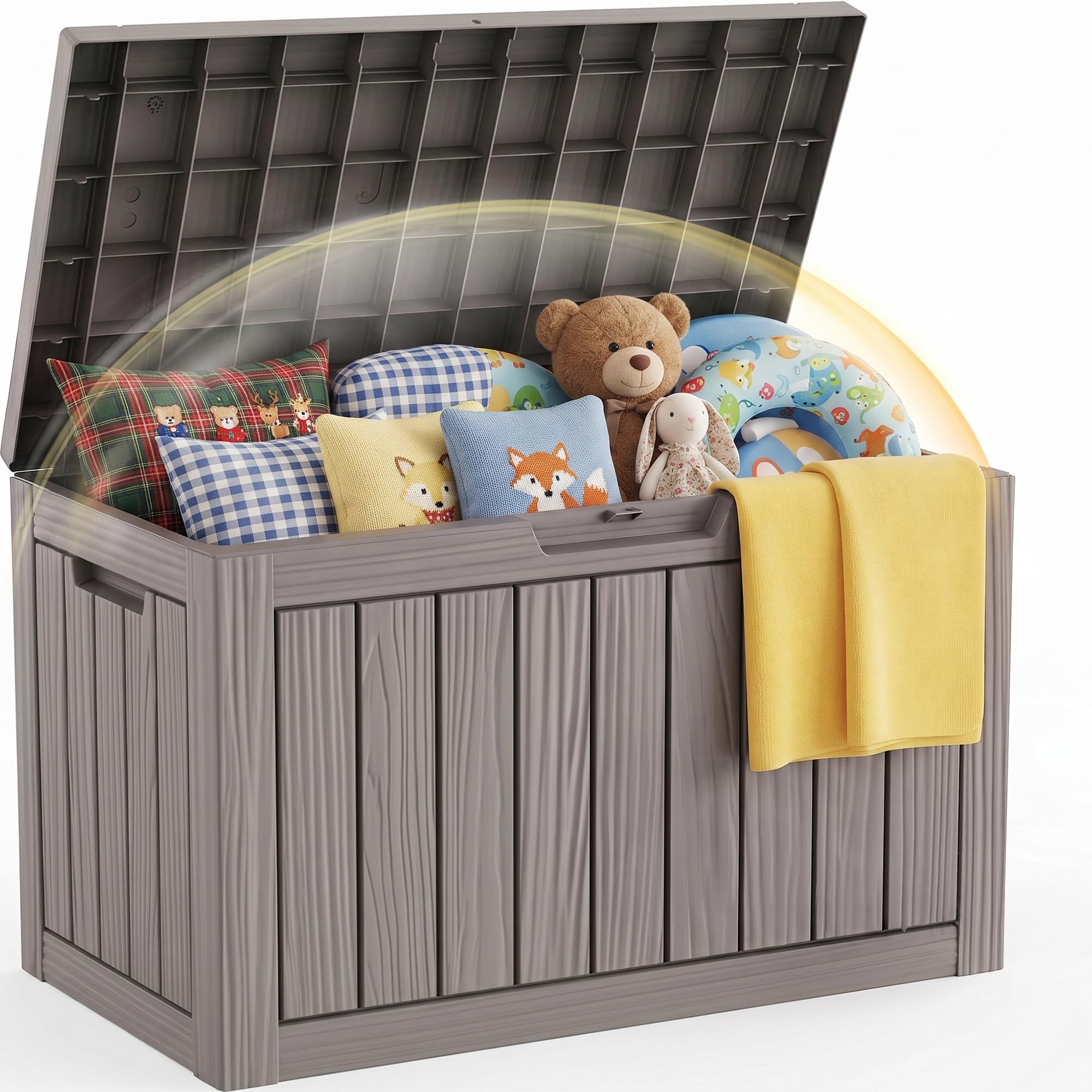EFU Outdoor Storage Box 60 Gallon Deck Box, Waterproof Resin, Grey