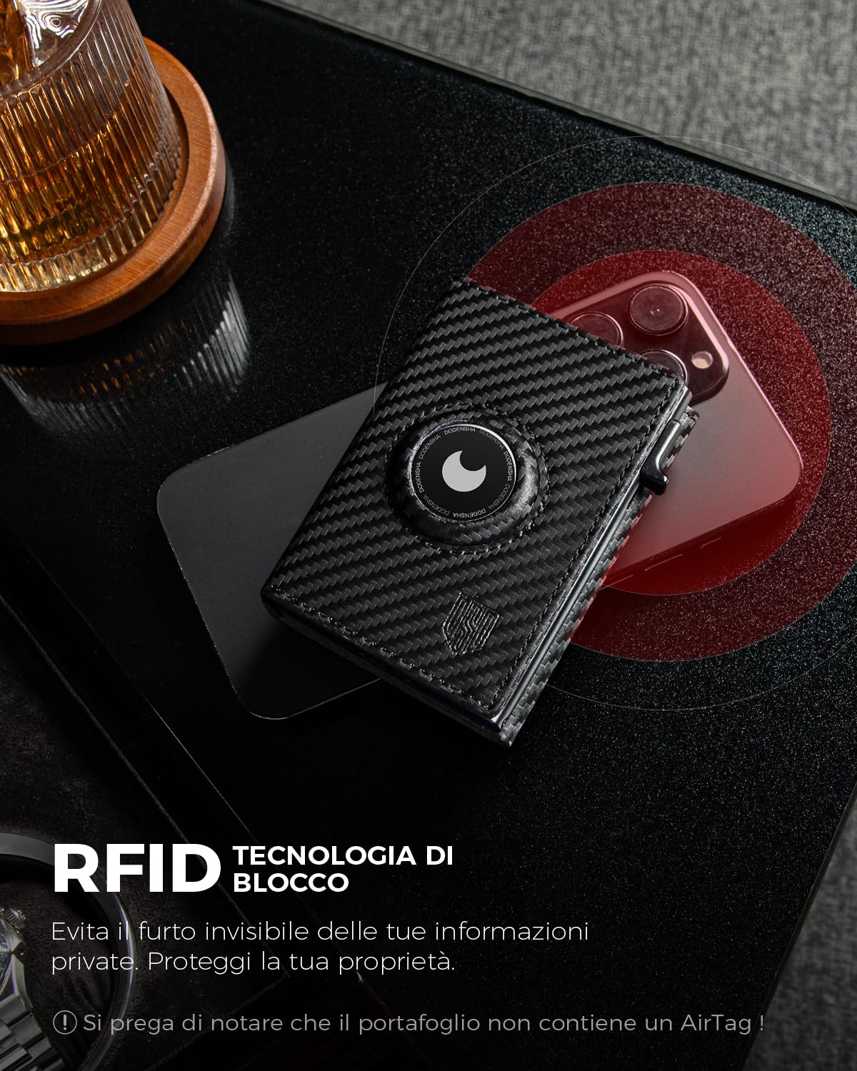 DODENSHA® MagSnap Airtag Portafoglio Uomo con protezione RFID I Portafoglio piccolo I Portafoglio intelligente piccolo per 10+ carte I Porta carte di credito I Portatessere uomo tascabile