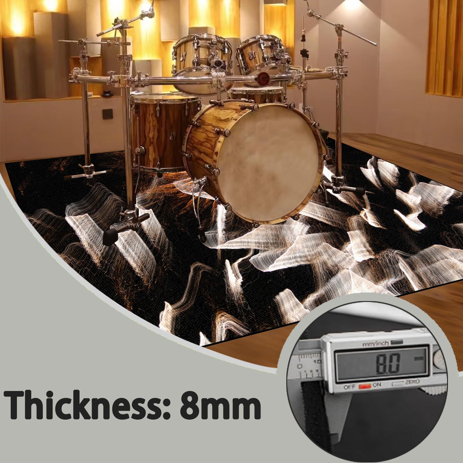 Dywan perkusyjny, izolacja akustyczna, profesjonalny elektroniczny jazz, zestaw do perkusji basowej, werbla, perkusji i innych instrumentów, 200 x 170 cm