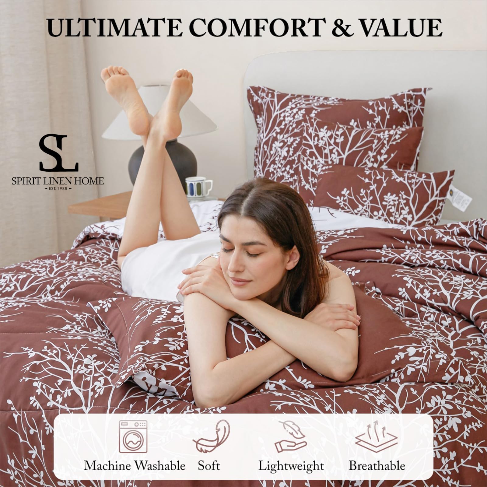 Amazon｜Spirit Linen - クイーン掛け布団セット - スーパーソフト