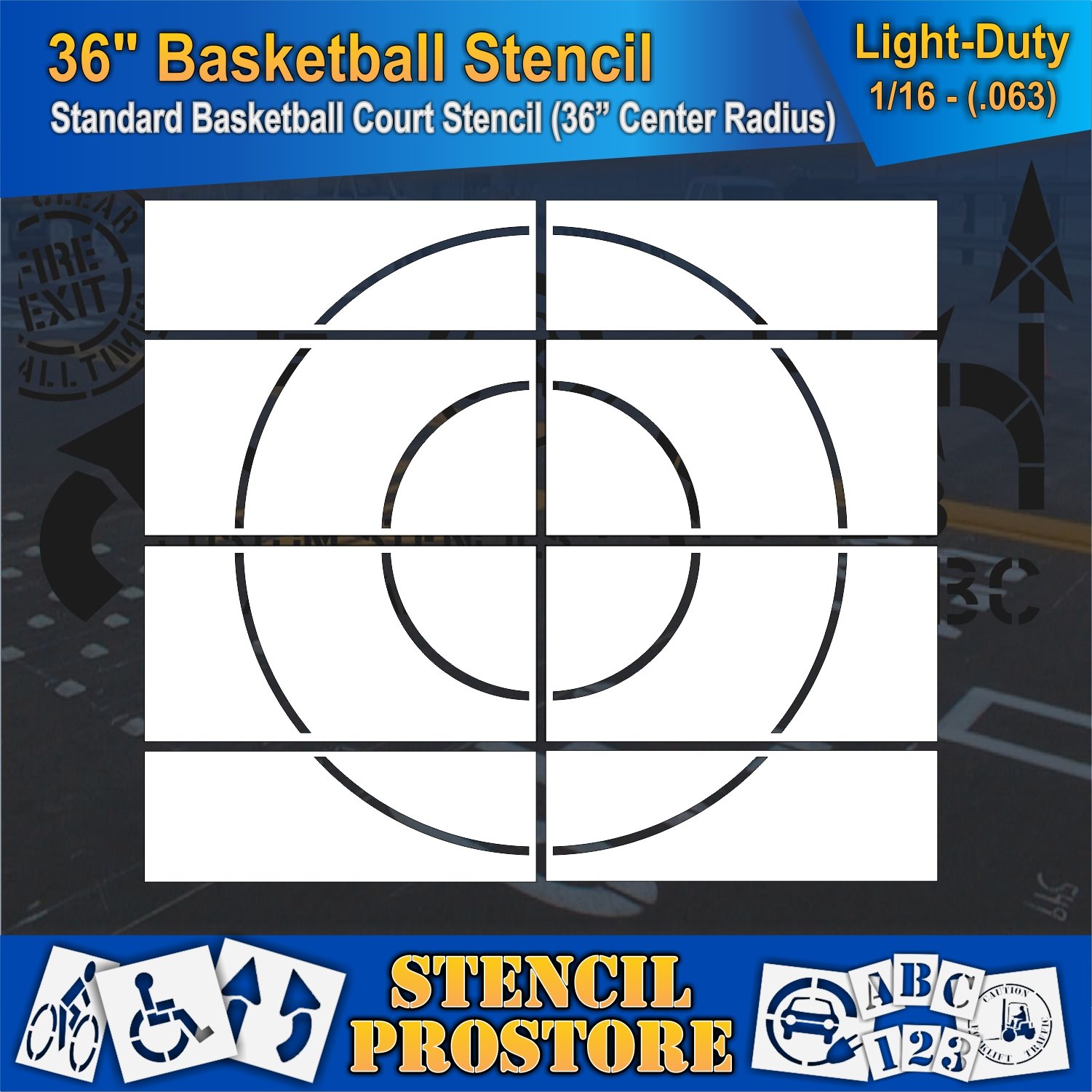 Athletic Marking Stencils 36 inch Basketball Court Stencil Set 36