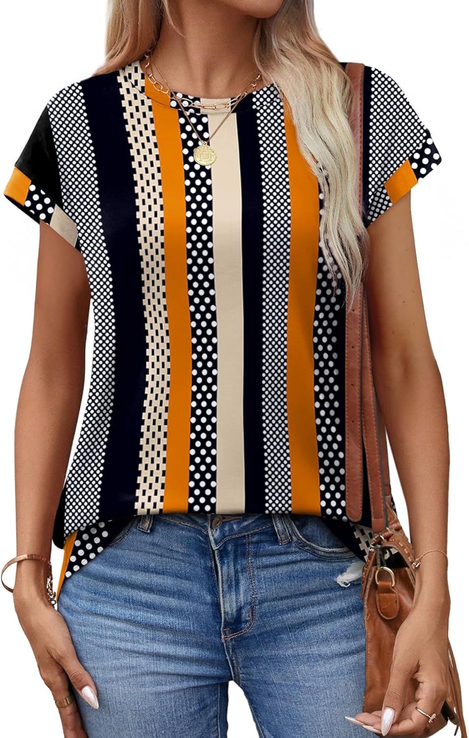 Alaroo Womens Summer Tops Short Sleeve Shirts Crew Neck Cute Trendy Tunic Blouses (S-3XL) - Image 3