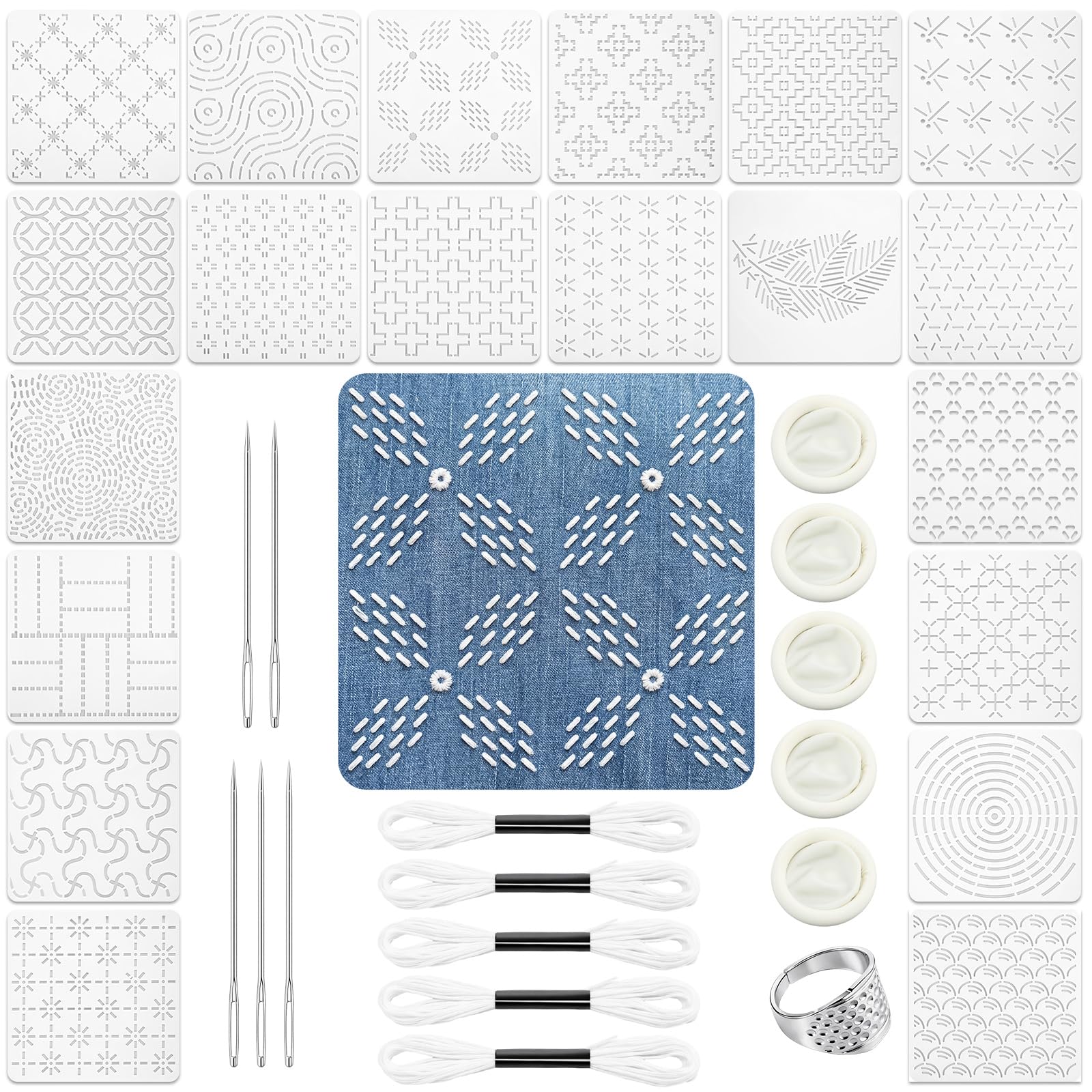 Sashiko Stencil Kit - 24 Geometric Templates -7