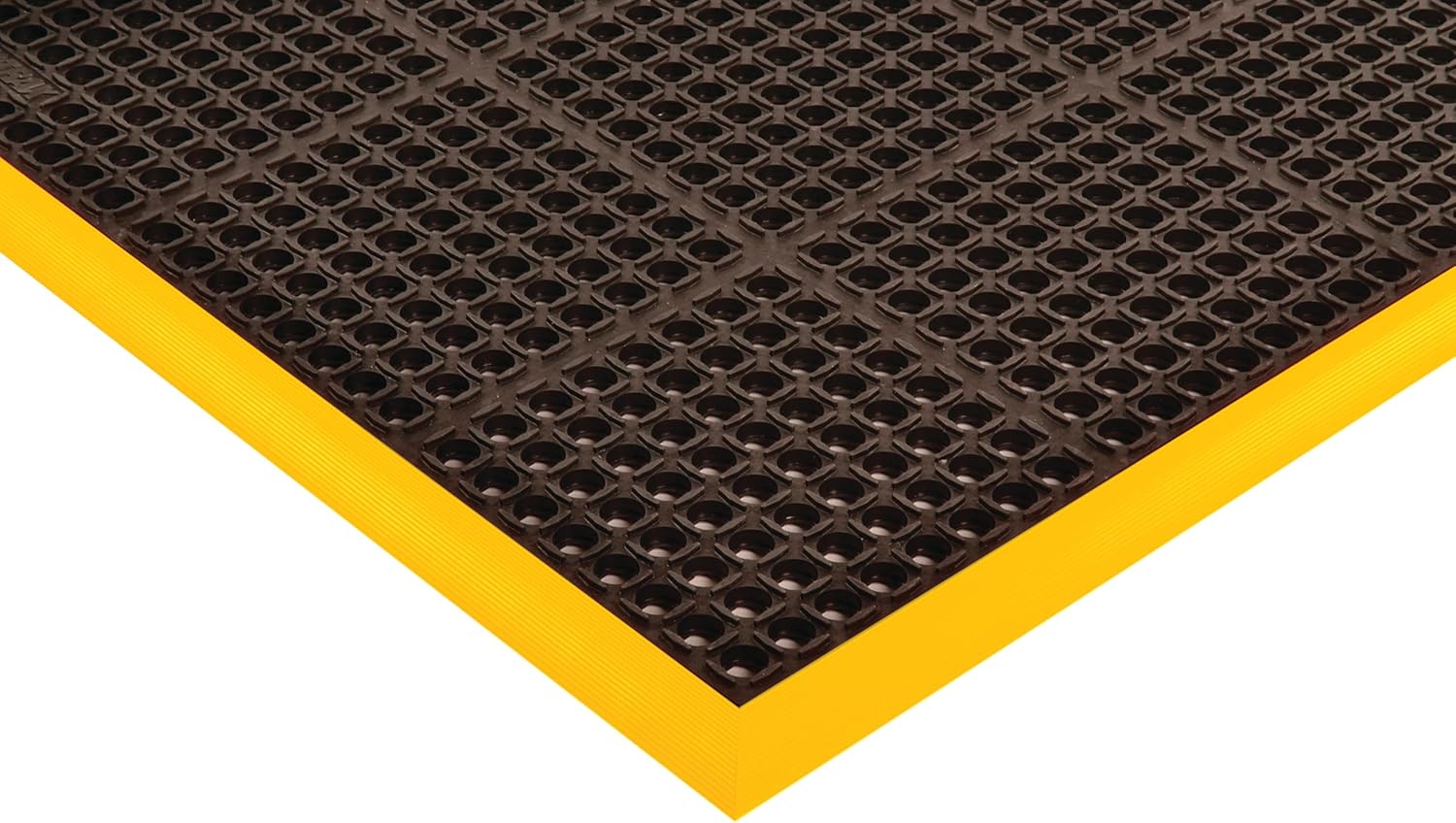 NoTrax Sure Step Rubber Non Slip Drainage Mat - Yellow/Black 28" x 40" Lightweight Light-Duty Anti Fatigue Mats with 3 Sided Beveled Edges and Ergonomic Support - 514S2840YB
