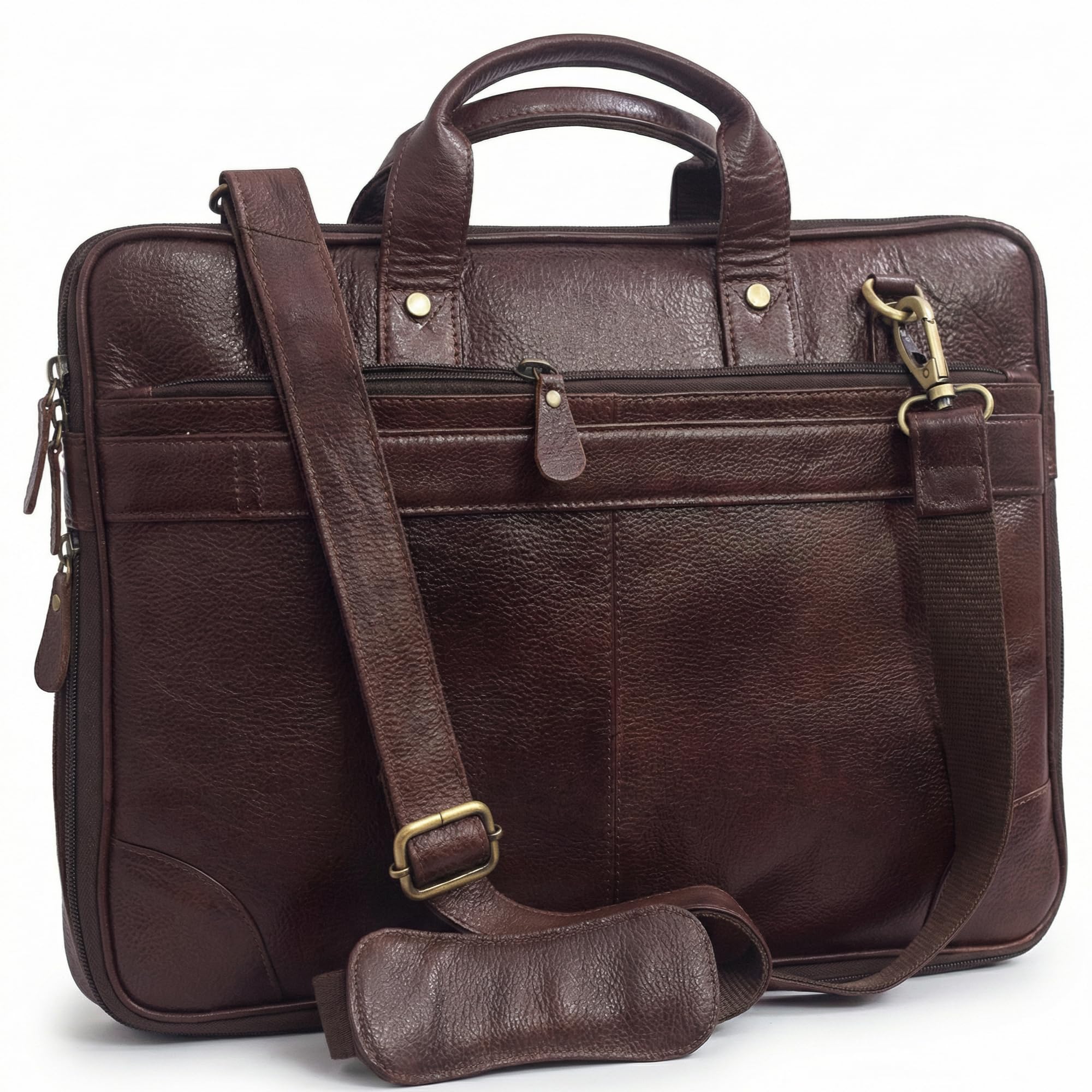 tannit Genuine Leather Travel Bag - Expandable Laptop Bag 15.6 Inch with Multiple Compartments, Water-Resistant, Adjustable Padded Straps, Trolley Strap - Ideal Laptop Bags for Men Office Use-picture-52