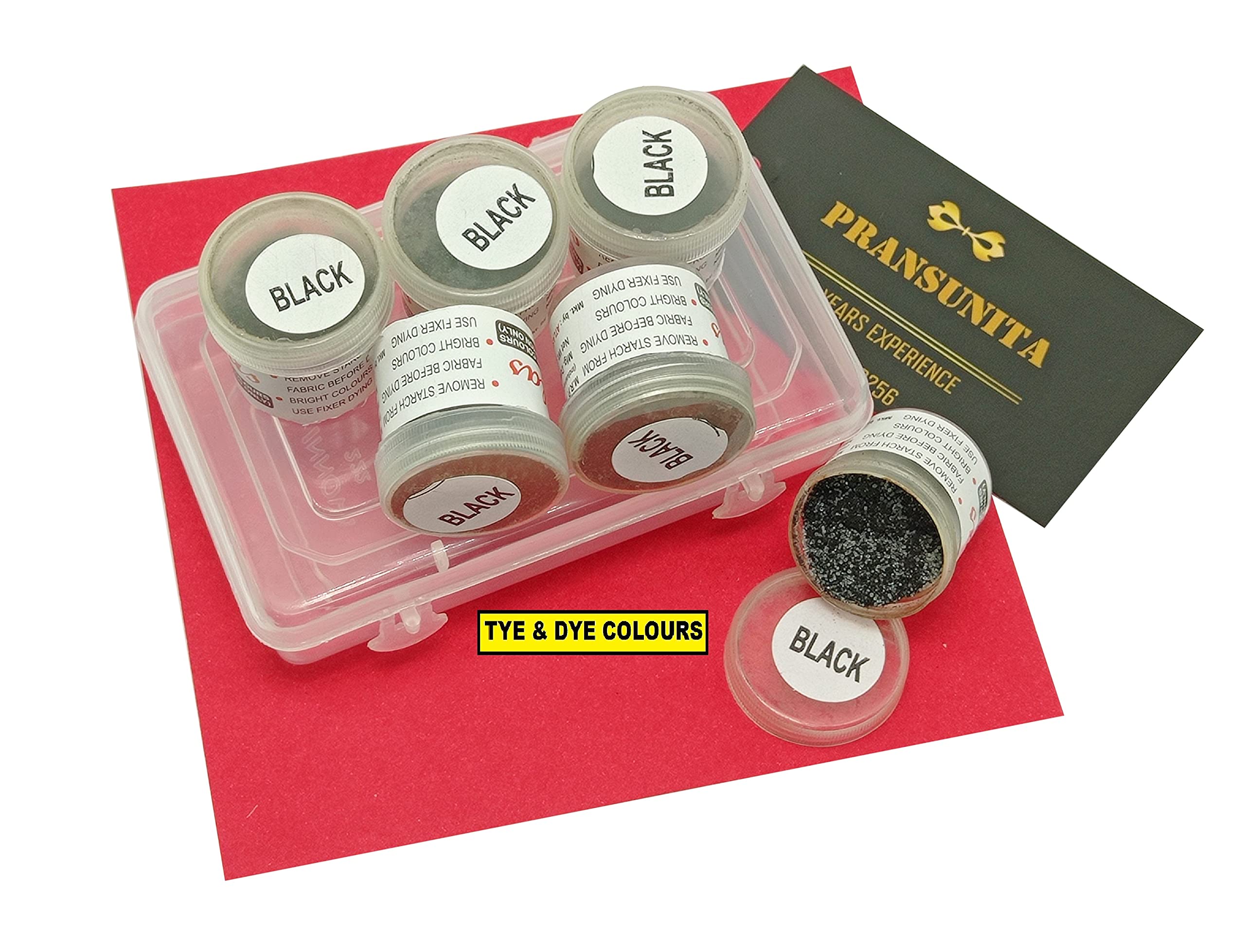 PRANSUNITA Tie & Dye Textile Pigment Powder Colors, Pack of 6 (10 GMS Each) for Kids Adults, Tie Dye Kits for Shirts, Clothing Group Craft Arts Party Supplies- Colour- Black-image-36