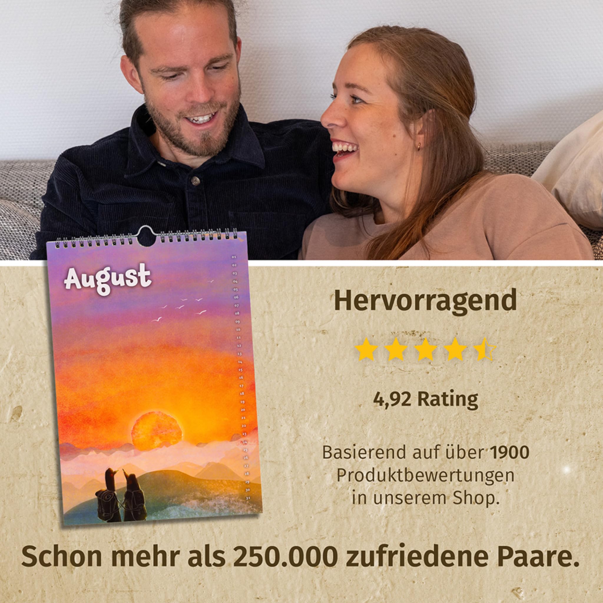 Paarzeit Wandkalender 2025 – Jahreskalender für Paare. Echte Verbundenheit, ein Date pro Monat. Geschenk Weihnachten für Erwachsene (Frauen/Männer/Queer), dekorativer Monatskalender, 12 Erlebnisse