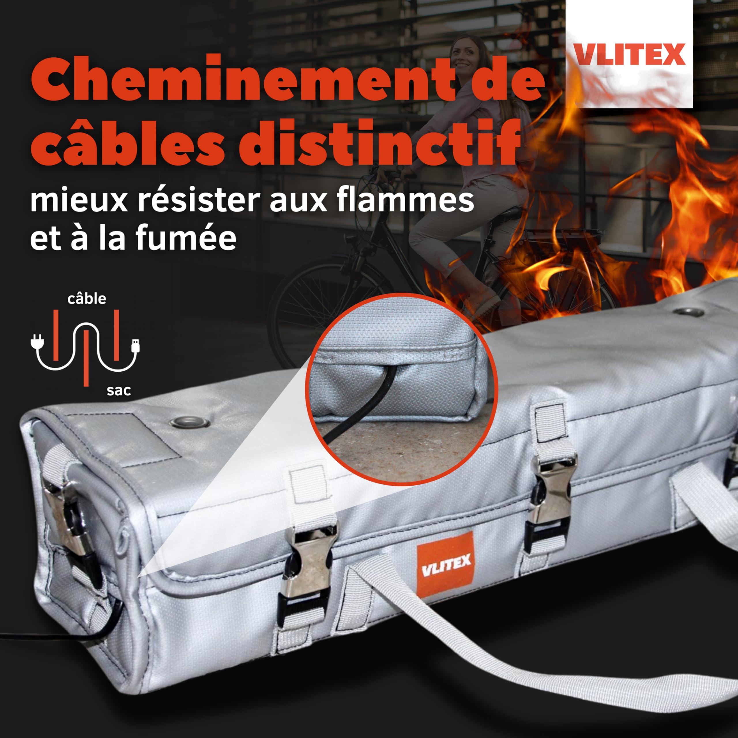 VLITEX Sac Batterie pour Vélo Électrique XL | Qualité Premium | 5 Couches Ignifuges | Protection pour Le Stockage, Le Transport et la Charge en Toute Sécurité | Grande Capacité