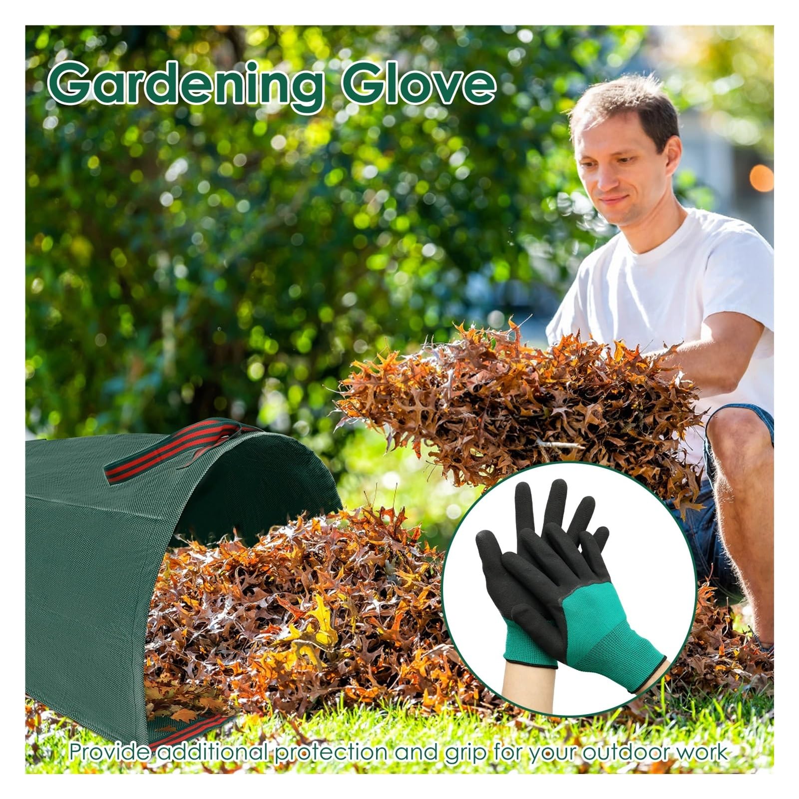 Recoge Hojas Jardin 2 bolsas for recoger malezas de jardín, hojas y flores, de gran capacidad, 270 l.