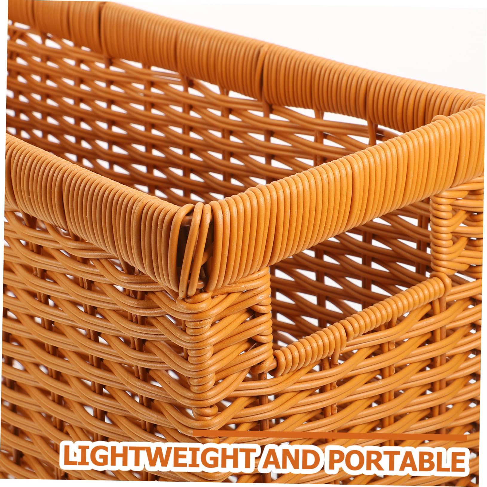 PRETYZOOM Cestino Portaoggetti in Rattan Plastica Mano Decorativo Per Organizzare Libri e Riviste e Ufficio