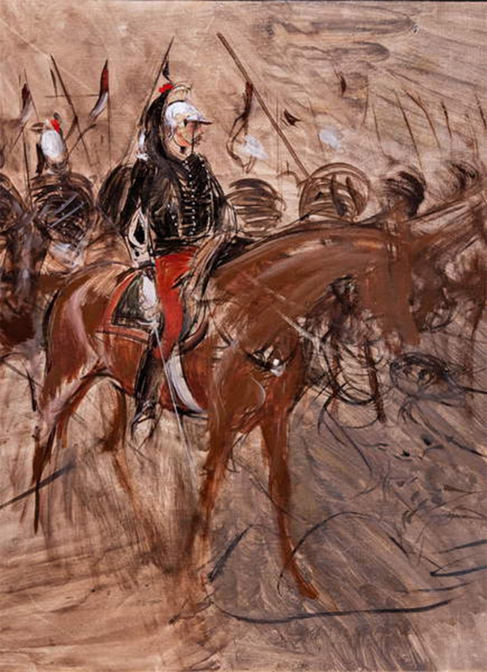 SERENDIPITP Abstract Painting Mural Print Picture Wall Decor Painting Dragoons on Horseback by Giovann Vintage Wall Artwork for Home Decor 60x90cm