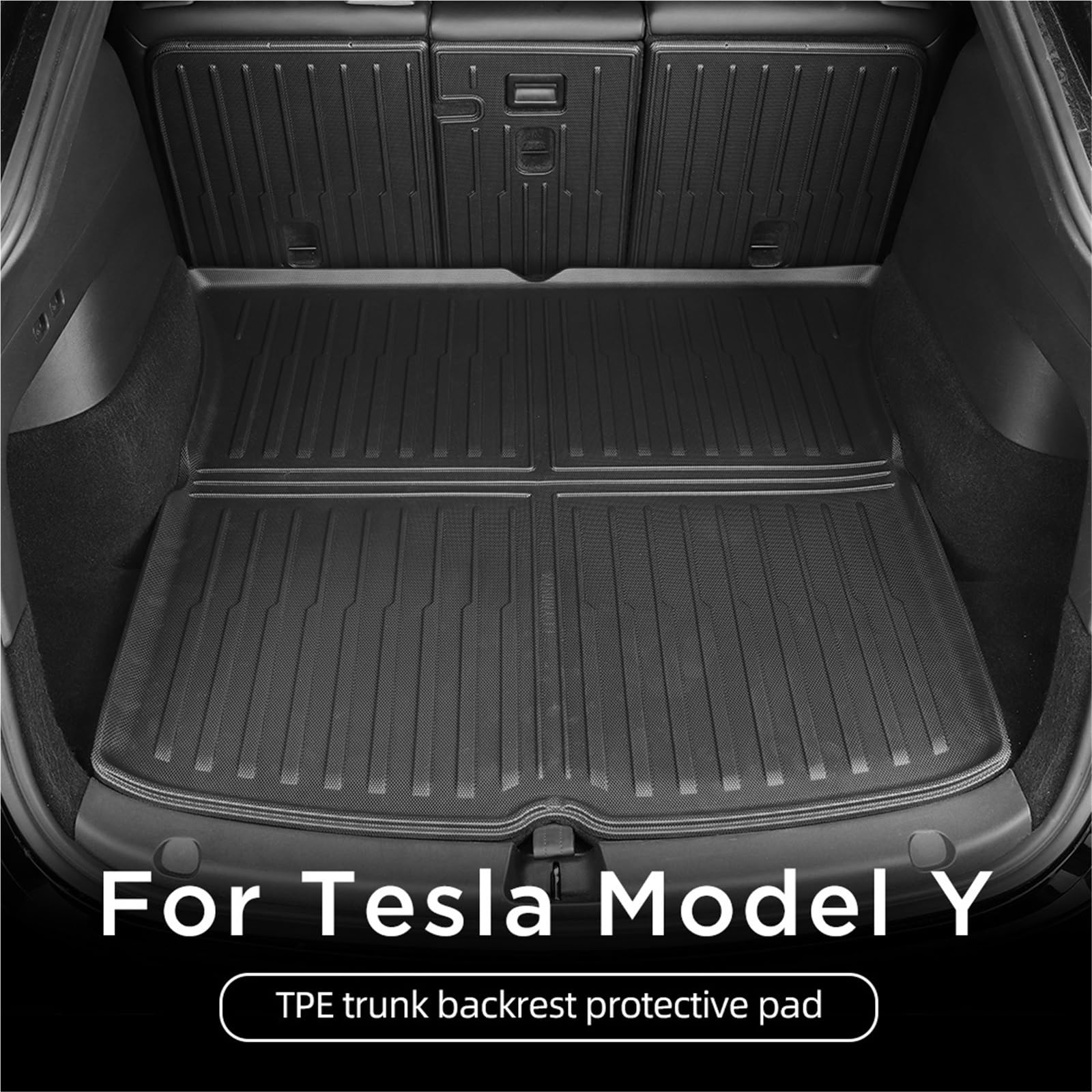Wykładzina bagażnika Pasuje do modelu Tesla Y Tylne oparcie siedzenia Ochronna mata bagażnika Podkładka anty-kopnięcie Wnętrze samochodu 2021-2024 Cargo Liner Dla Psów(Trunk mat 1pc)