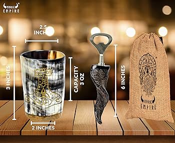 Buy Handcarved Ox Horn Drinking Cups Norse-inspired Carved Design