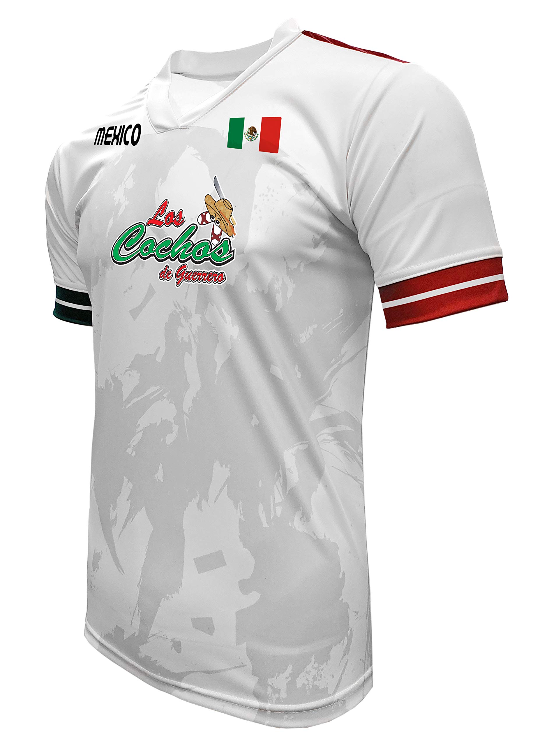 Jersey Mexico Los Cochos de Guerrero 100% Polyester White/Grey_Made in Mexico (XXXXX-Large)