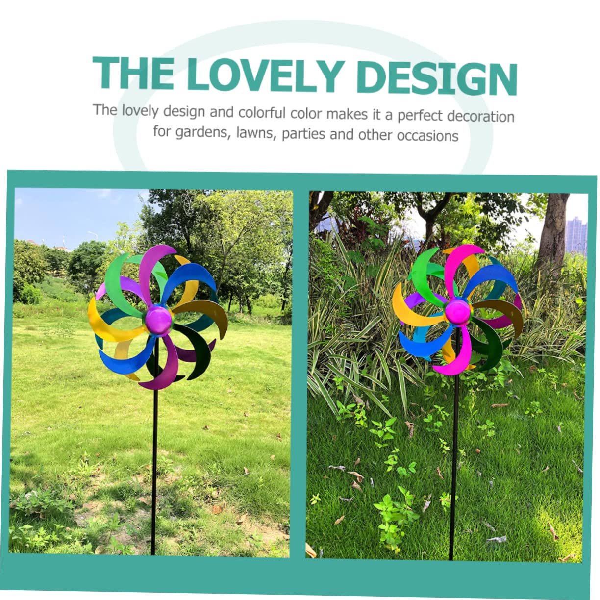 BESPORTBLE Buntes Windrad Für Junge Mädchen Regenbogen-windmühle Garten-dekor Aus Robustem Eisenmaterial Farbenfroher Spinner Für Terrasse Und Party Einfache Windanwendung