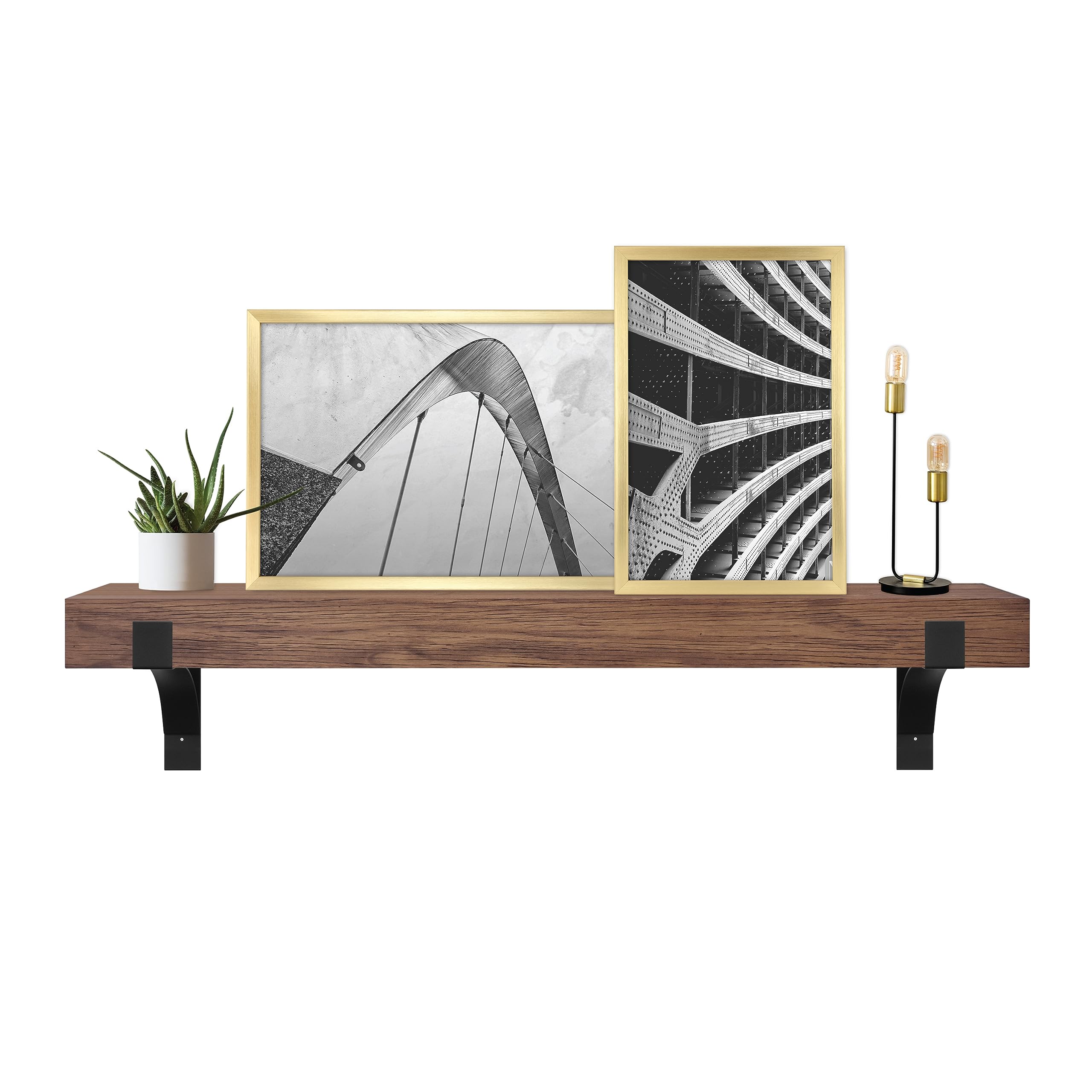 MCS Master &amp; Co Modern Mantel, 48", Walnut Woodgrain, Floating Shelf