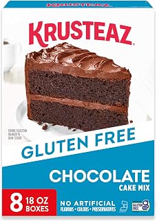 Krusteaz Gluten Free Chocolate Cake Mix, Certified GF, No Artificial Flavors - 18oz Pack of 8 Boxes