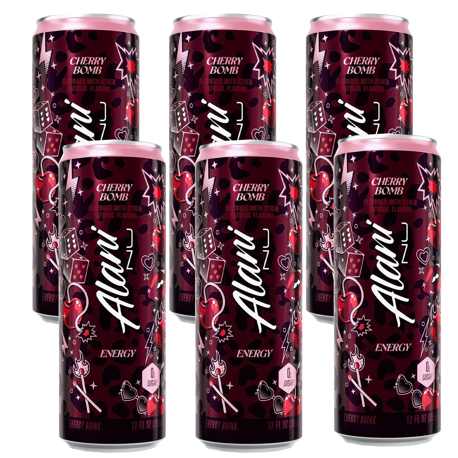 - Alani Cherry Energy Drink, Sugar Free, Low Calorie Energy Drinks - 12 fl oz Can, 6 Pack