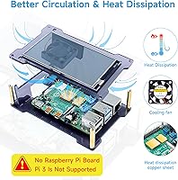 Vista 4 de Miuzei Raspberry Pi 4 Touchscreen with Case Fan, 4 inch IPS Touch Screen LCD Display, 800x480 HDMI Monitor for RPI 4b 8gb/4gb/2gb with Touch Pen