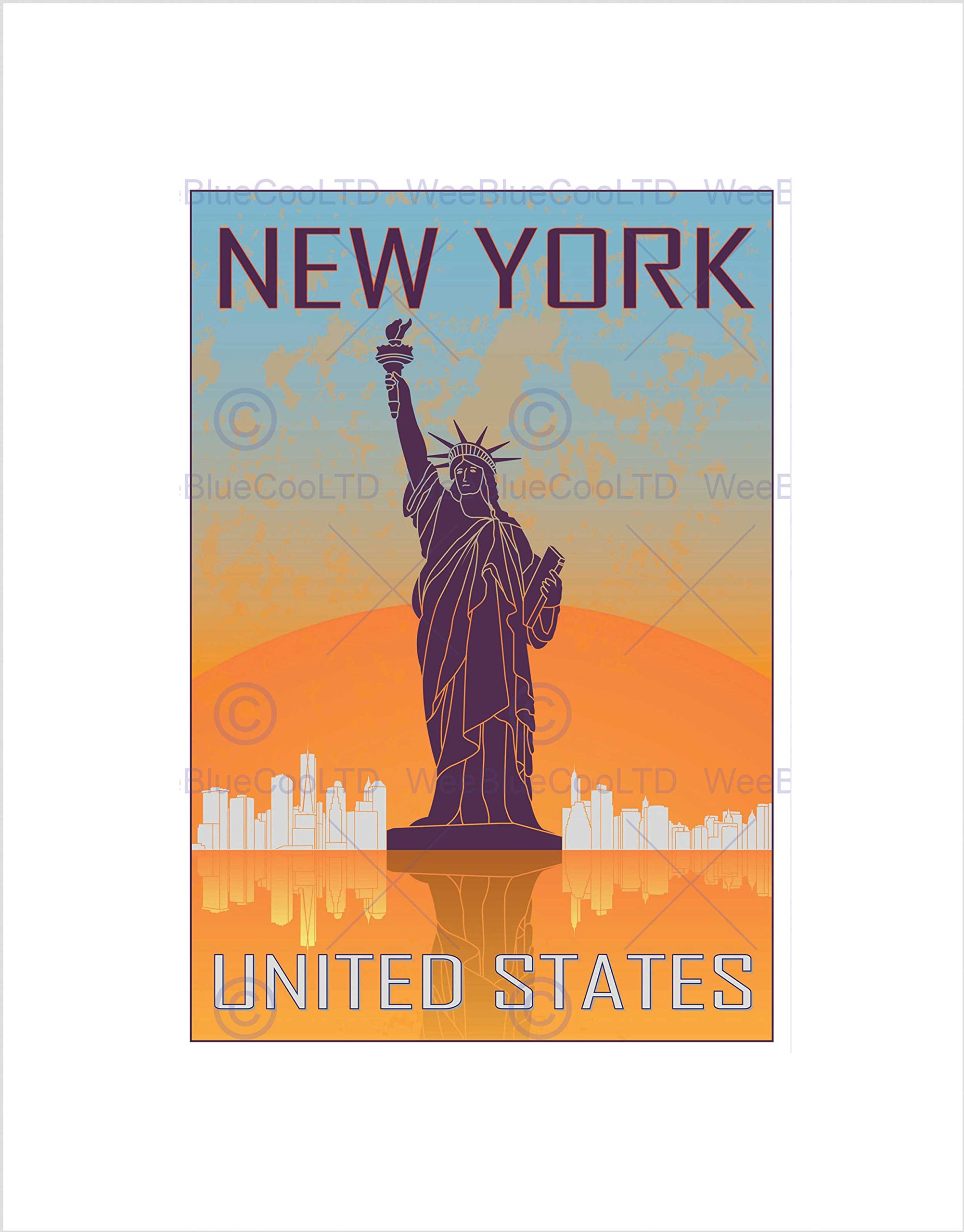 Wee Blue Coo TRAVEL NEW YORK CITY STATUE LIBERTY MANHATTAN FRAMED ART PRINT B12X8482