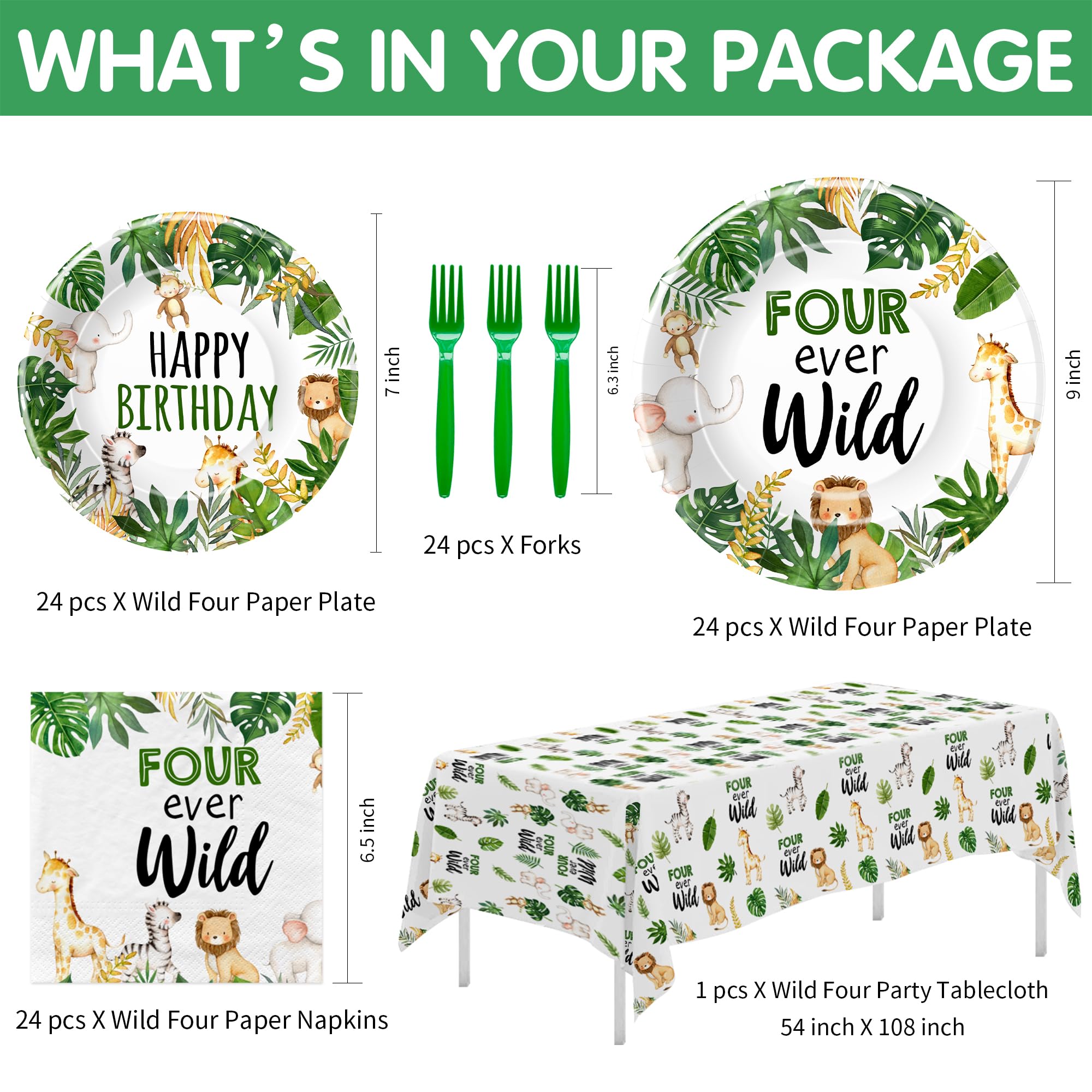 Jungle Safari Party Tableware Set,Kids Birthday Party Supplies 150 Pcs - View #4